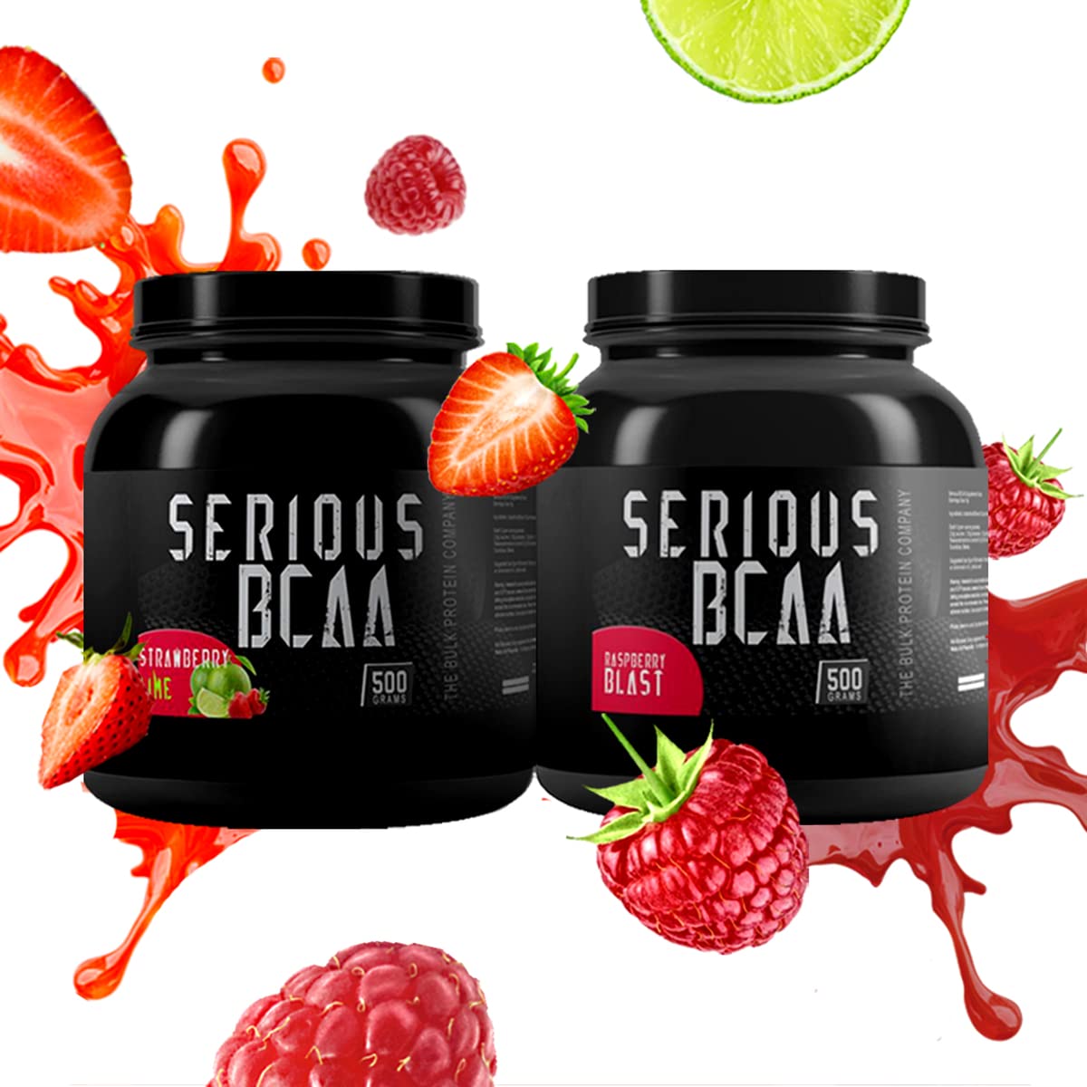 Serious BCAA Powder 500g (100 Servings) - Pre Workout Supplement for Muscle Growth & Recovery - Raspberry Blast Flavor by The Bulk Protein Company - Ideal for Gym, Fitness & Bodybuilding Training