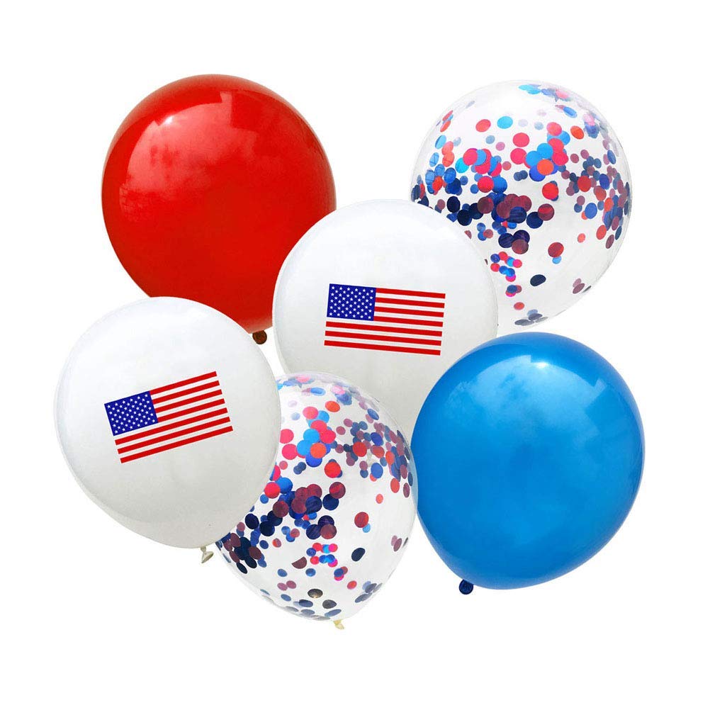 BinaryABC Patriotic Latex Balloons with Confetti - 25Pcs 4th of July Decorations for Independence Day Parties, Birthday Celebrations & Patriotic Events