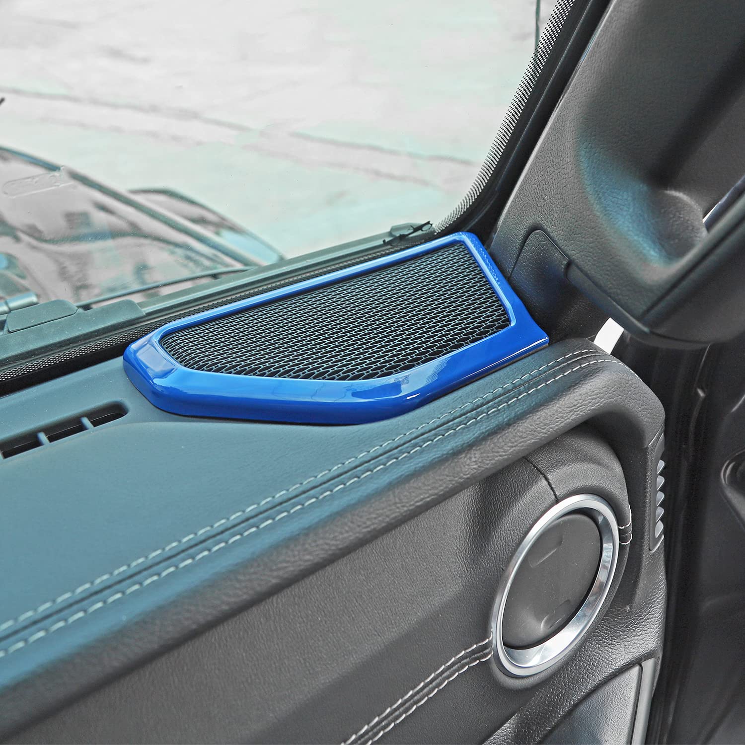 Blue A-Pillar Speaker Cover Trim Interior Accessories for 2018-2024 Jeep Wrangler JL/JLU & Gladiator JT - Upgrade Your Car Audio System & Enhance Cabin Style