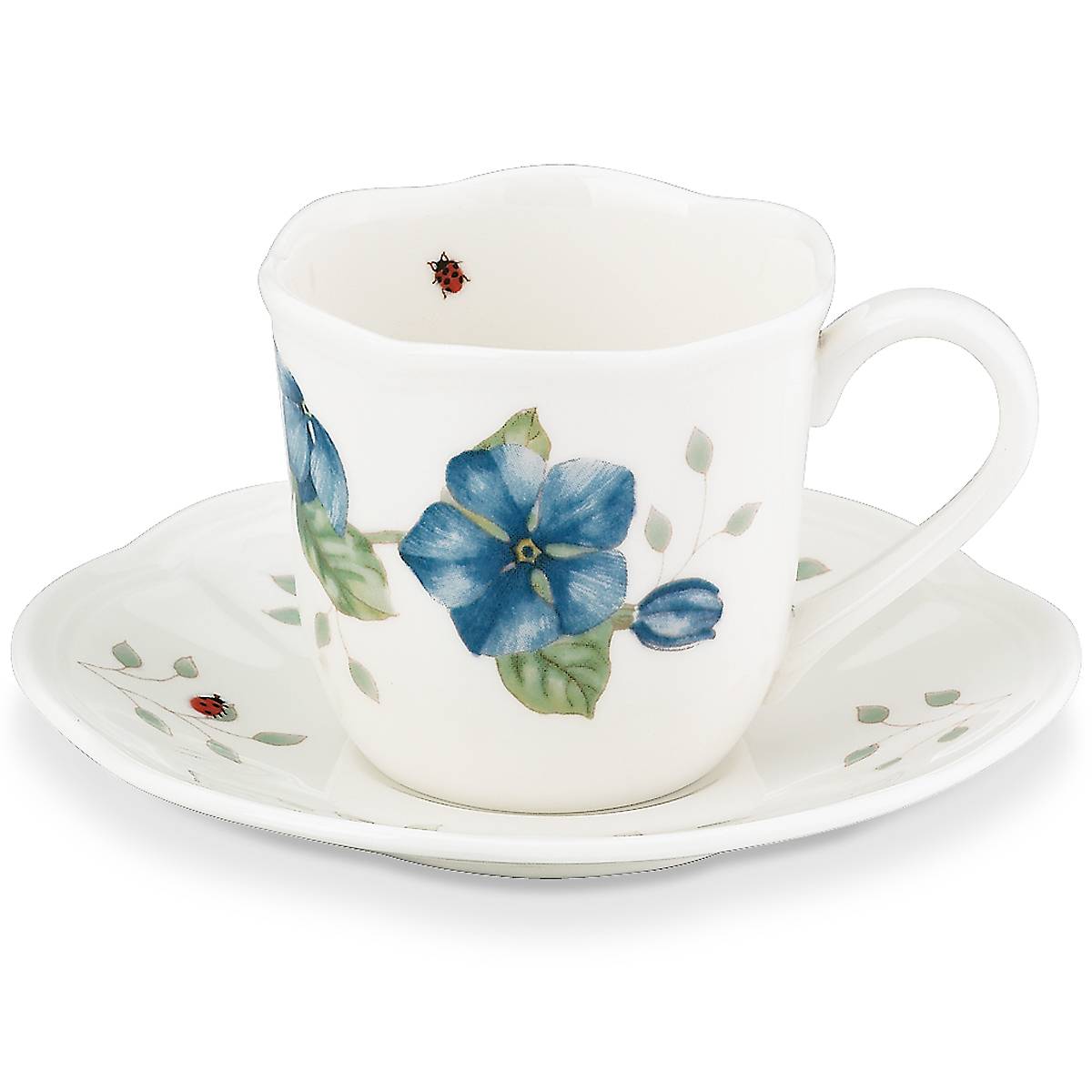 Butterfly Meadow Espresso Cup and Saucer Set - Porcelain Coffee Cups with Floral Design - Perfect for Home, Cafe, and Italian Coffee Lovers