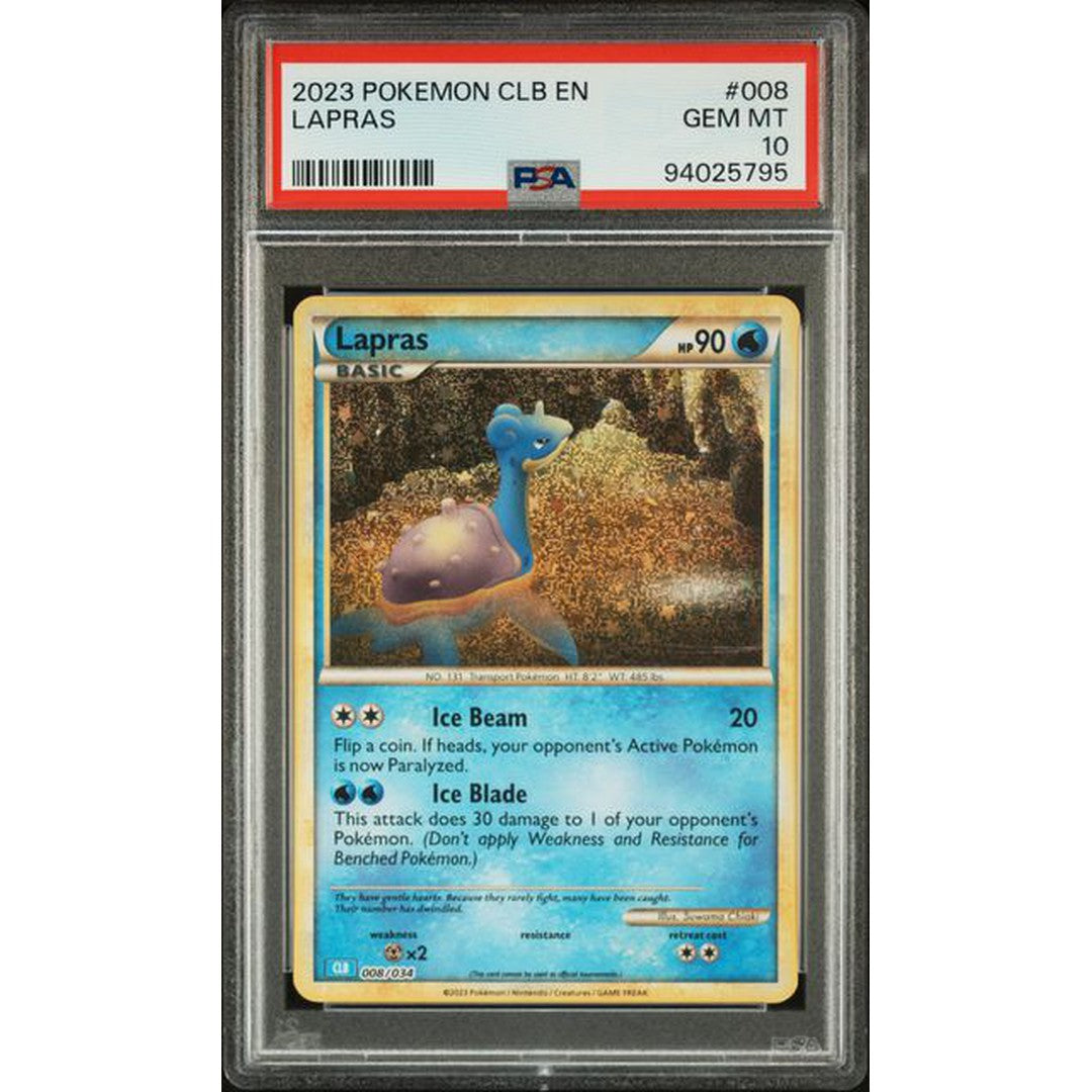 2023 Pokemon Classic Collection Lapras 008/034 PSA 10 Graded Card - Rare Collectible Trading Card for Pokemon Fans, Perfect for Display, Investment & Gaming Battles