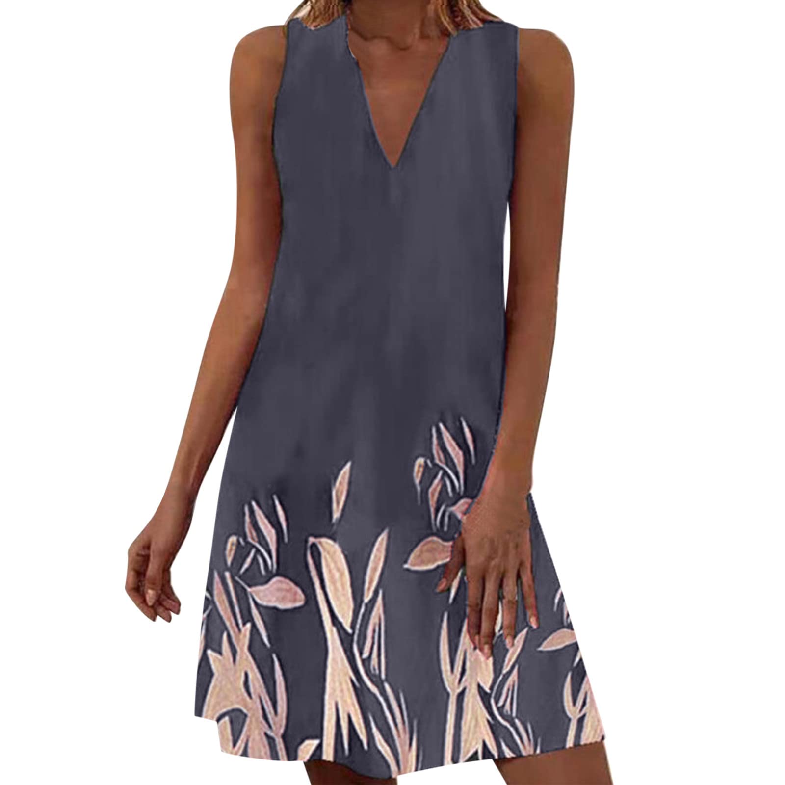 Women's Floral Boho Sundress - Casual Sleeveless Loose Tank Dress for Spring & Summer | Perfect for Beach Vacations, Outdoor Parties & Daily Wear
