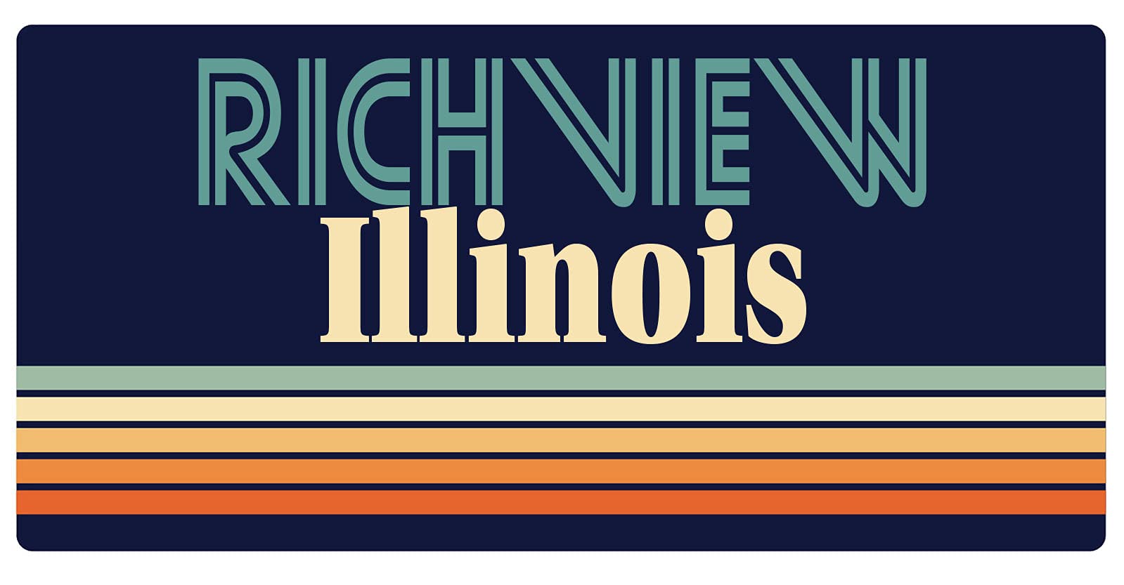 Richview Illinois 5 x 2.5-Inch Retro Fridge Magnet - Vintage Style Decorative Refrigerator Magnet for Kitchen, Office & Dorm Room Decor