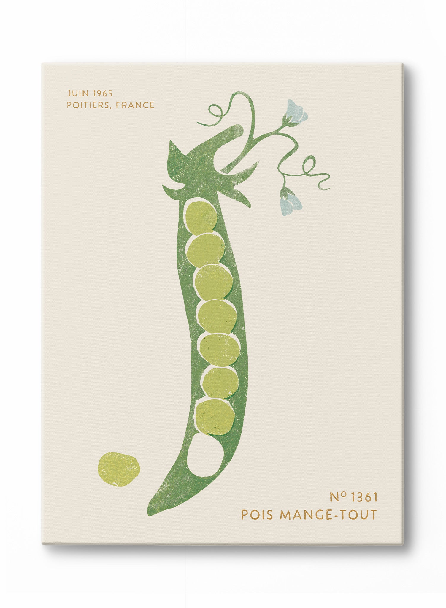 Block Print Peas in a Pod Canvas Wall Art - Handmade Nursery Decor for Baby Rooms & Kids Bedrooms - Perfect for Farmhouse, Boho, or Vintage Style Home Decor