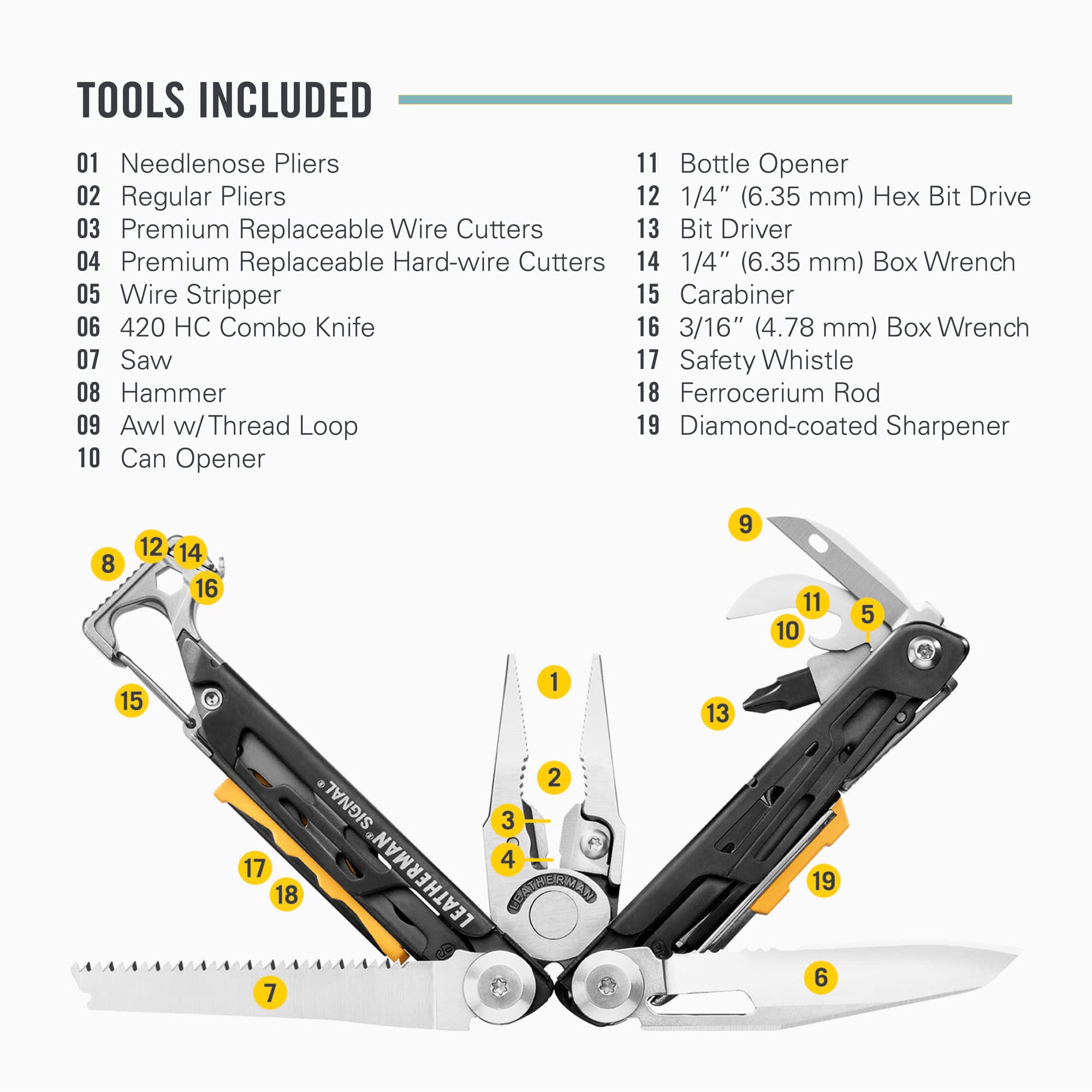LEATHERMAN Signal Camping Multitool - Fire Starter, Hammer & Emergency Whistle | USA-Made Outdoor Survival Gear | Perfect for Hiking, Camping & Emergency Preparedness