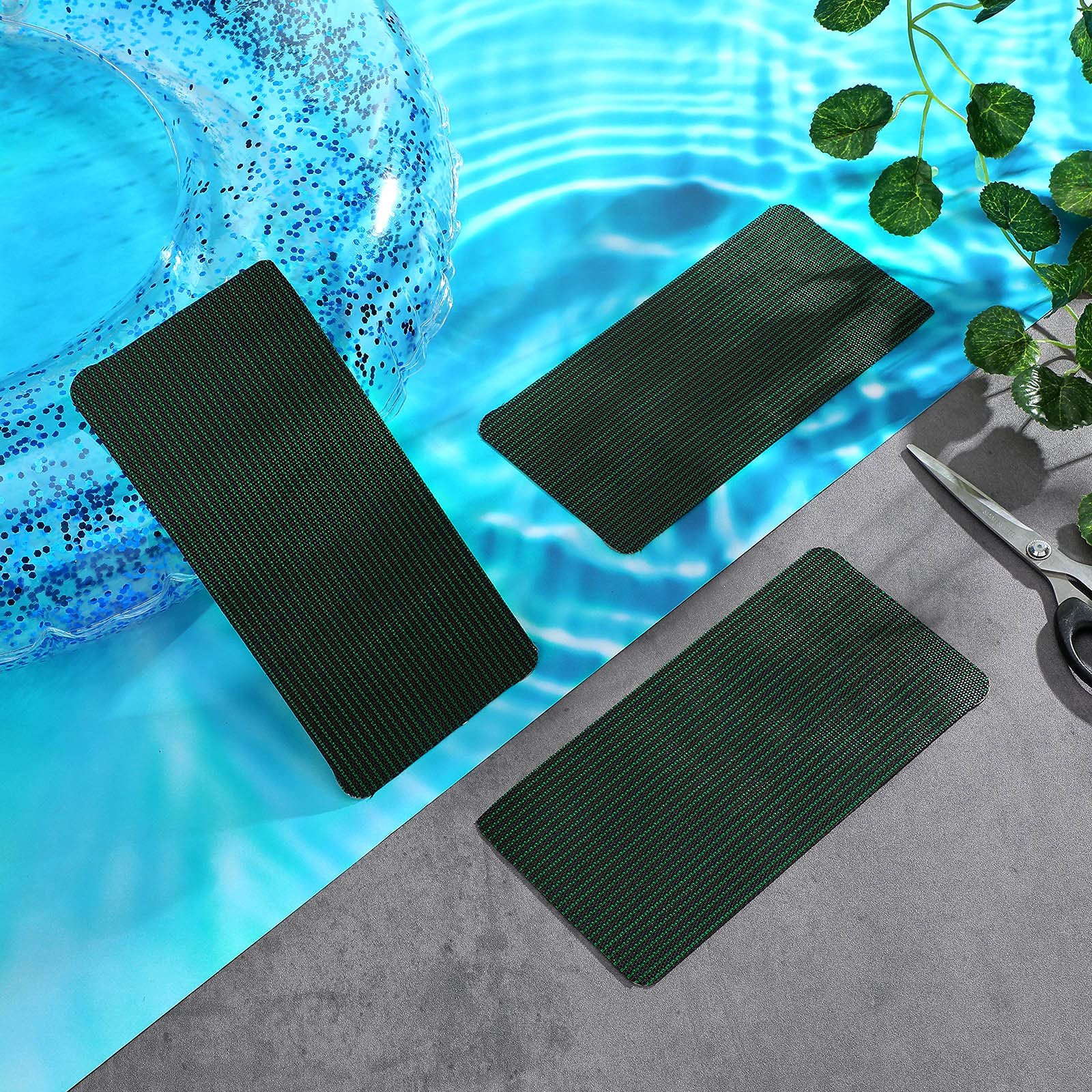Honoson 4-Piece Self-Adhesive Pool Safety Cover Repair Kit - Green Mesh Patch (4x8 Inch) for Swimming Pool Covers | Quick Fix for Tears & Holes | Ideal for Inground & Above Ground Pools