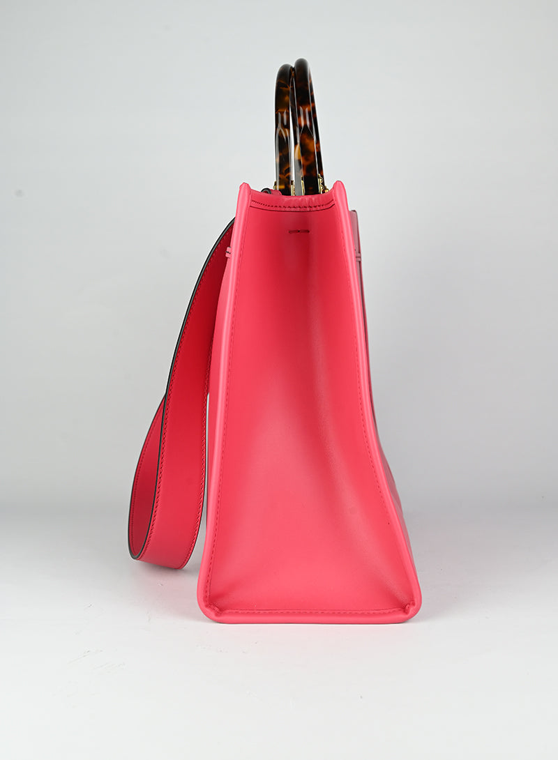 Fendi Red Leather Shopper Tote Bag - Stylish & Spacious Handbag for Women, Perfect for Work, Travel & Everyday Use