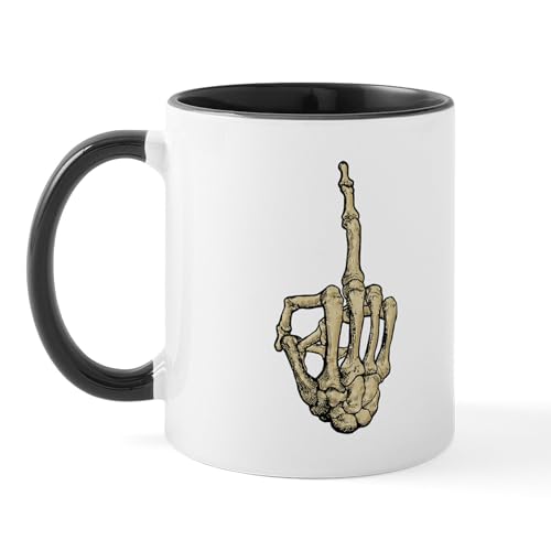 White/Black Inside - Skeleton Middle Finger Mug