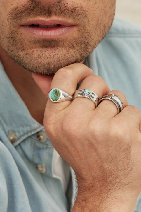 Turquoise Geometric Ring for Women - Handmade Boho Jewelry, Sterling Silver Statement Ring - Perfect for Festivals, Parties & Everyday Wear