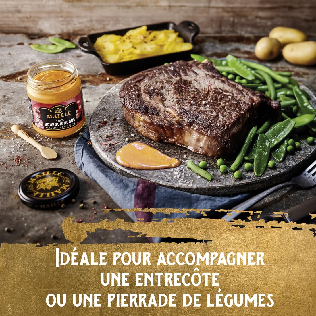Maille Sauce Bourguignonne 190g - Classic French Red Wine Sauce for Steak, Beef, and Gourmet Cooking | Perfect for Grilling, Roasting, and Fine Dining