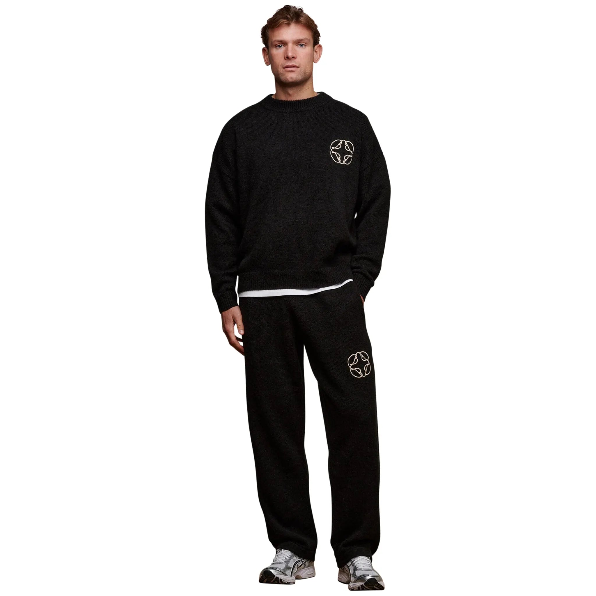 Belier Black Mohair Knit Sweatpants for Women - Soft Winter Lounge Pants, Cozy Home Wear, Casual Street Style Outfit