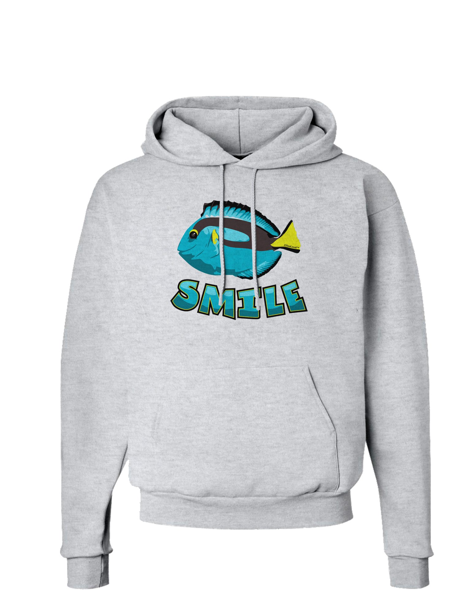 TooLoud Blue Tang Fish Smile Hoodie - Soft Cotton Hooded Sweatshirt with Pockets | Cute Cartoon Pullover for Men & Women | Perfect for Casual Wear, Beach Outings & Disney Fans
