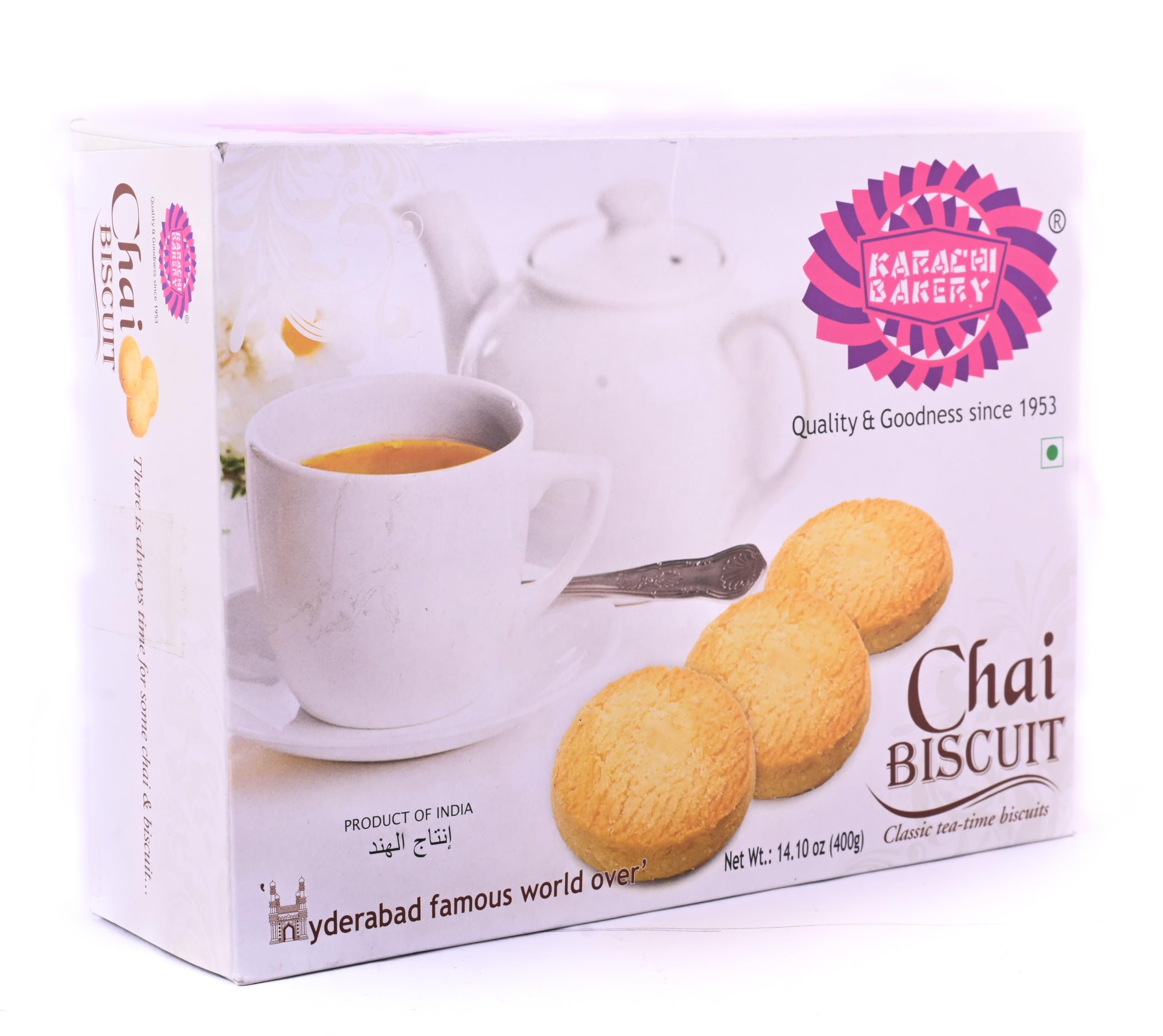 Karachi Bakery Premium Chai Tea Biscuits - 14.10 oz (400g) Indian Snack Cookies - Perfect for Tea Time, Diwali Gifts & Office Snacks