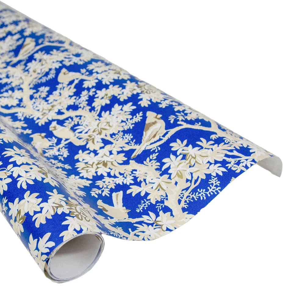 Scenic Songbirds China Blue Wrapping Paper Roll - Premium Gift Wrapping for Birthdays, Weddings & Special Occasions