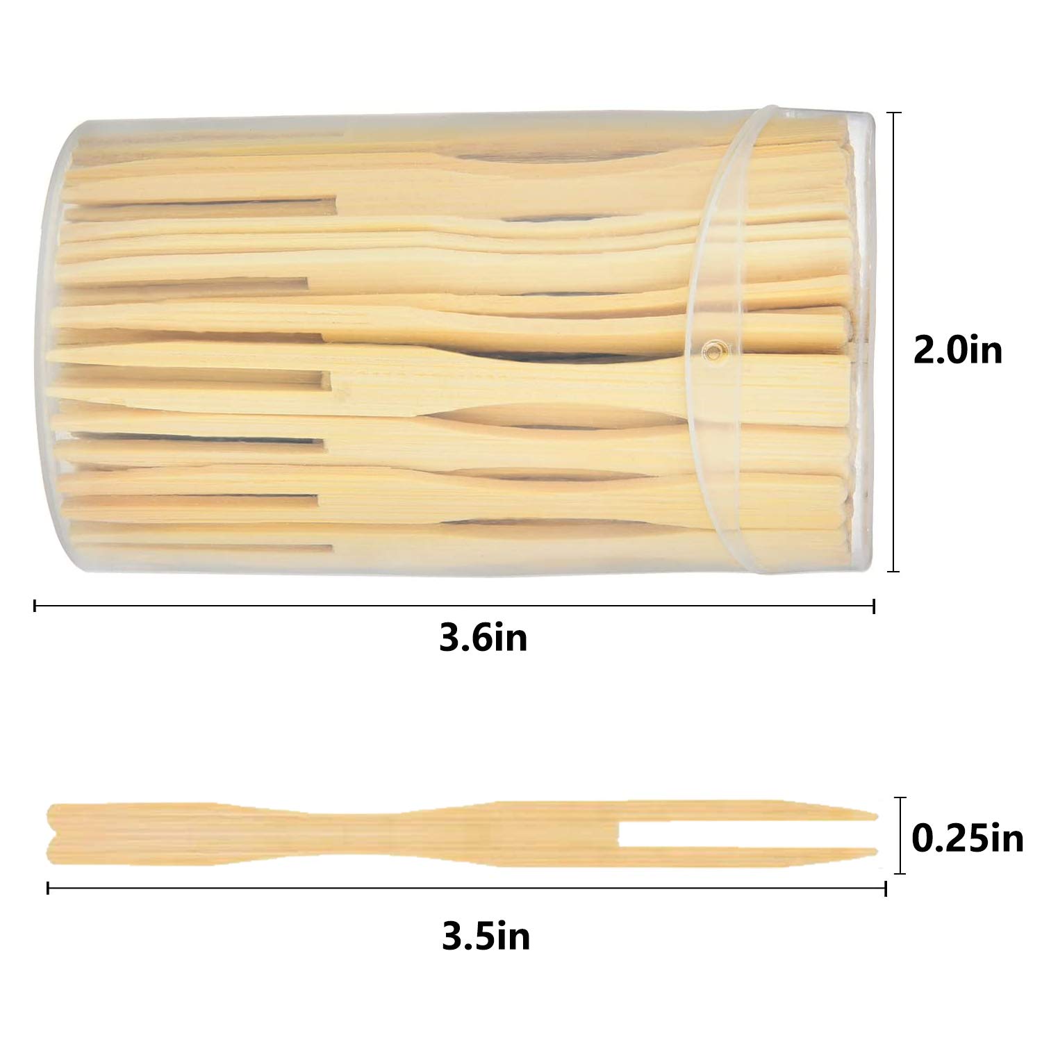 Eco-Friendly Bamboo Forks 3.5 Inch - 110 Pcs Disposable Double Prong Mini Appetizer Forks for Fruit, Cocktails, Desserts & Pastries | Perfect for Parties, Picnics & Catering Events