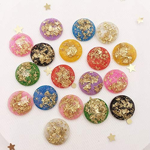400Pcs 12mm Gold Foil Facet Round Rhinestones - Resin Glitter Filled Flatback Gems for DIY Crafts, Wedding Decor, Scrapbooking & Applique Ornaments | Perfect for Jewelry Making, Nail Art, Home Decoration and Party Supplies