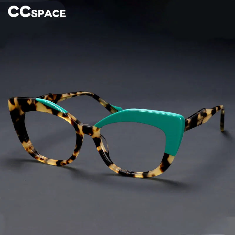CCspace Women's Full Rim Square Cat Eye Acetate Reading Glasses R56960 - Fashionable & Lightweight for Reading, Working, and Daily Use