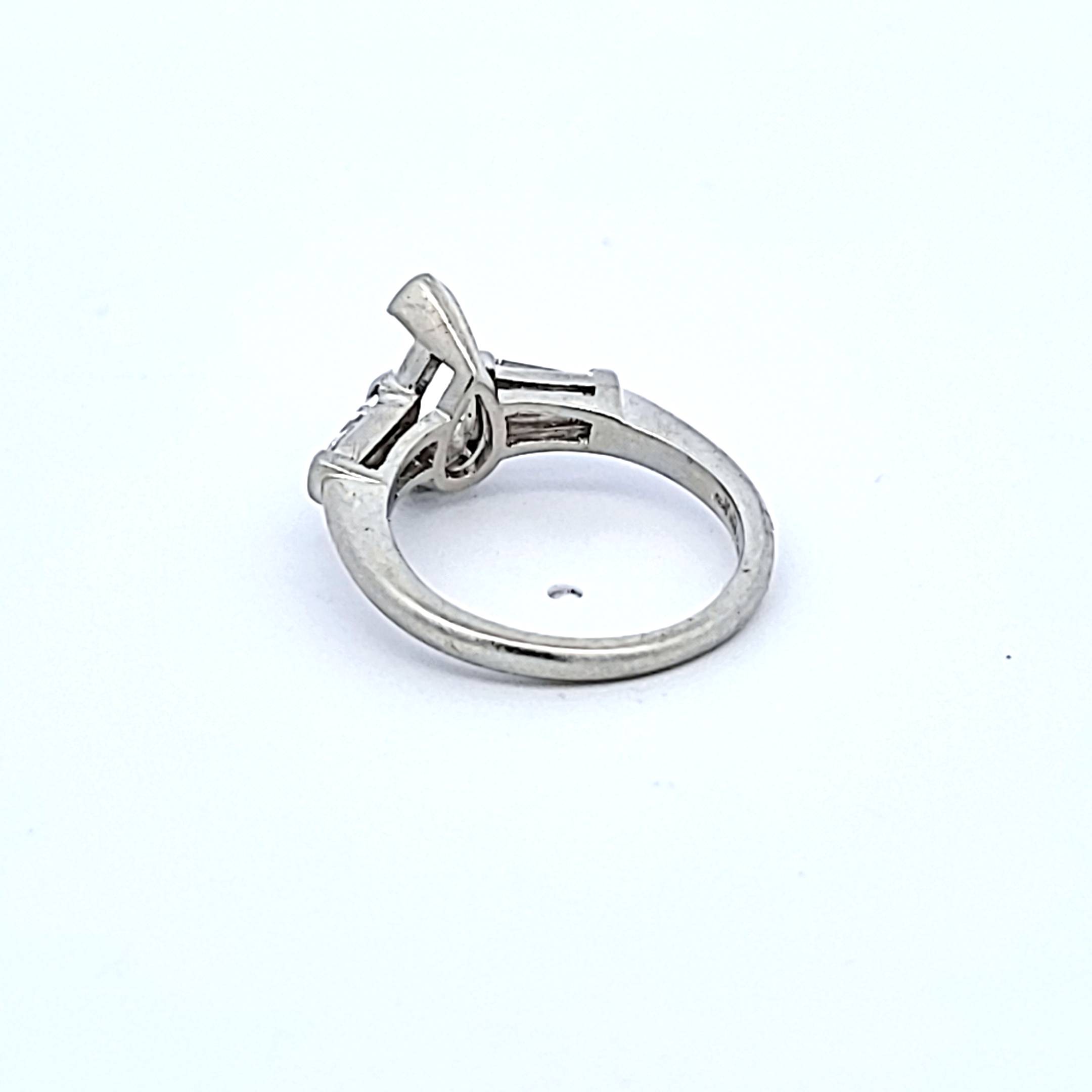 0.44 Carat Baguette H VS1 Diamond Platinum Semi Mount Ring - Elegant Engagement & Wedding Band for Women, Perfect for Proposals, Anniversaries, and Special Occasions