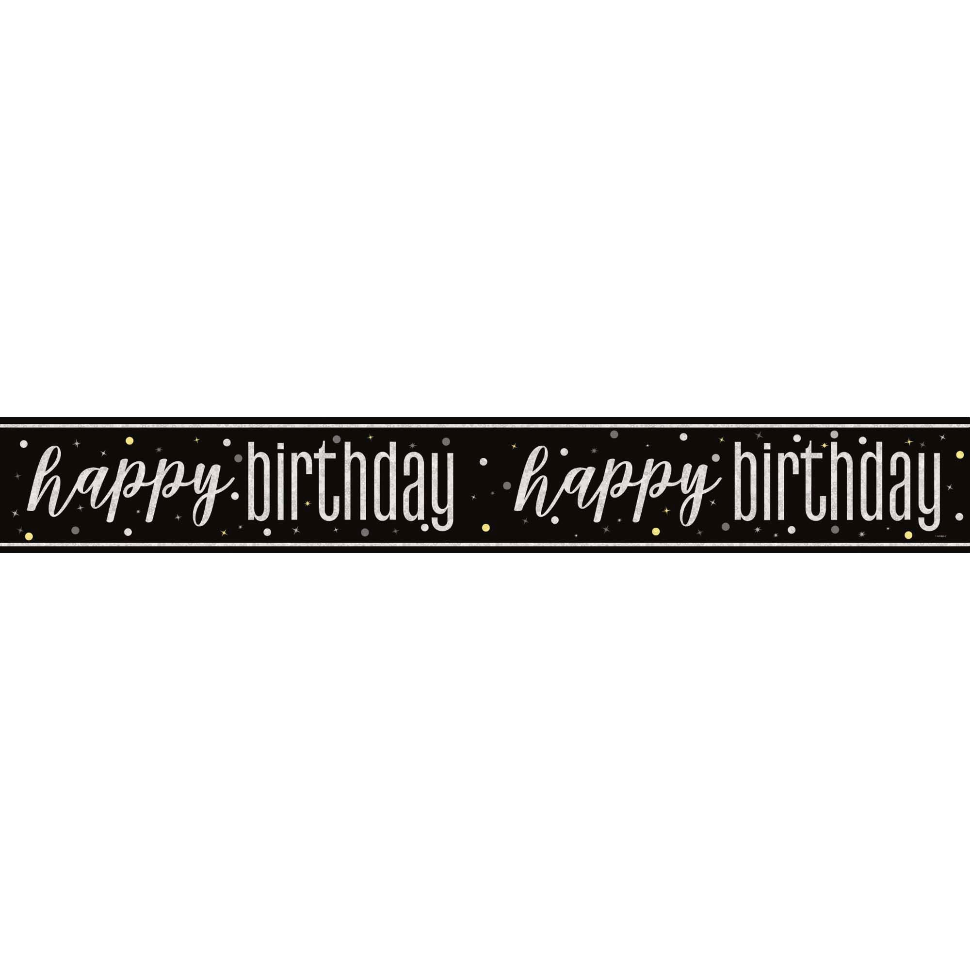 Black and Silver Happy Birthday Banner - 1 Count | Premium Party Decoration for Birthdays, Anniversaries & Celebrations