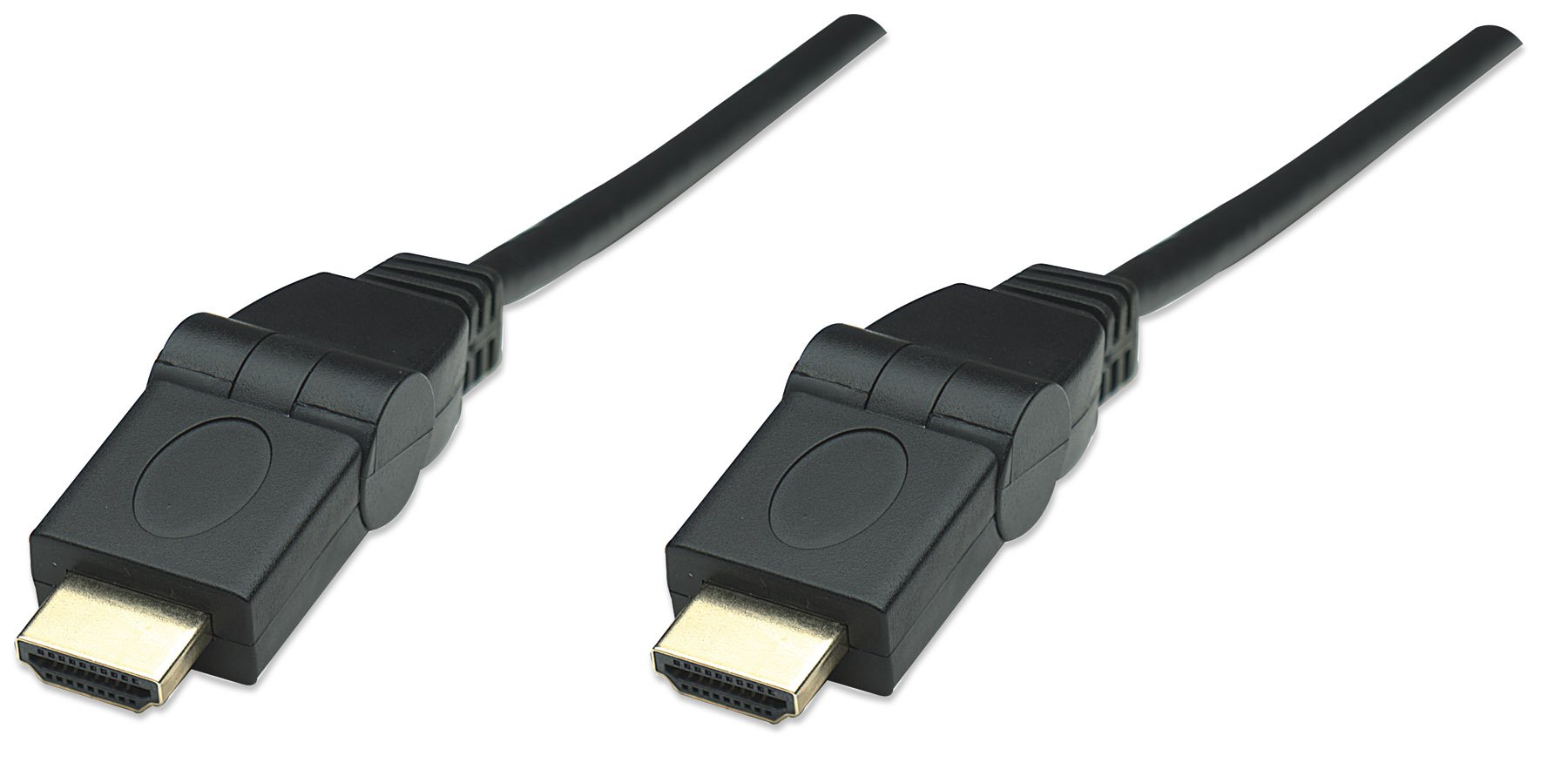 6 ft. HDMI Cable 2.0 Male to Male - 180-Degree Swivel Connector, 4K 60Hz, High Speed with Ethernet, Gold Plated - Manhattan 322324 - Perfect for Home Theater, Gaming & Office Setup