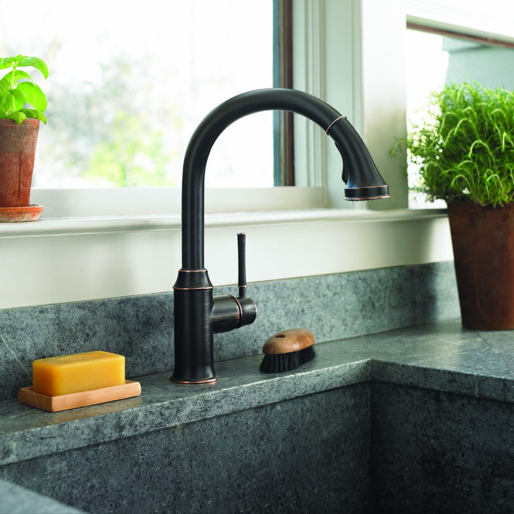 hansgrohe Talis C Bronze Bar Kitchen Faucet with Pull Down Sprayer, Magnetic Docking Spray Head, Rubbed Bronze 04216920 - Perfect for Modern and Rustic Kitchen Sinks