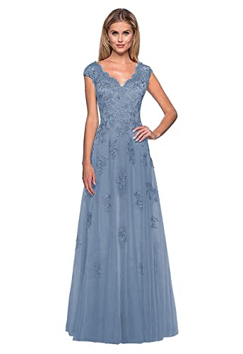 Elegant Lace Applique Mother of the Bride Dress - Long Tulle Formal Evening Gown for Weddings & Special Occasions | Perfect for Wedding Ceremonies, Receptions, and Formal Events