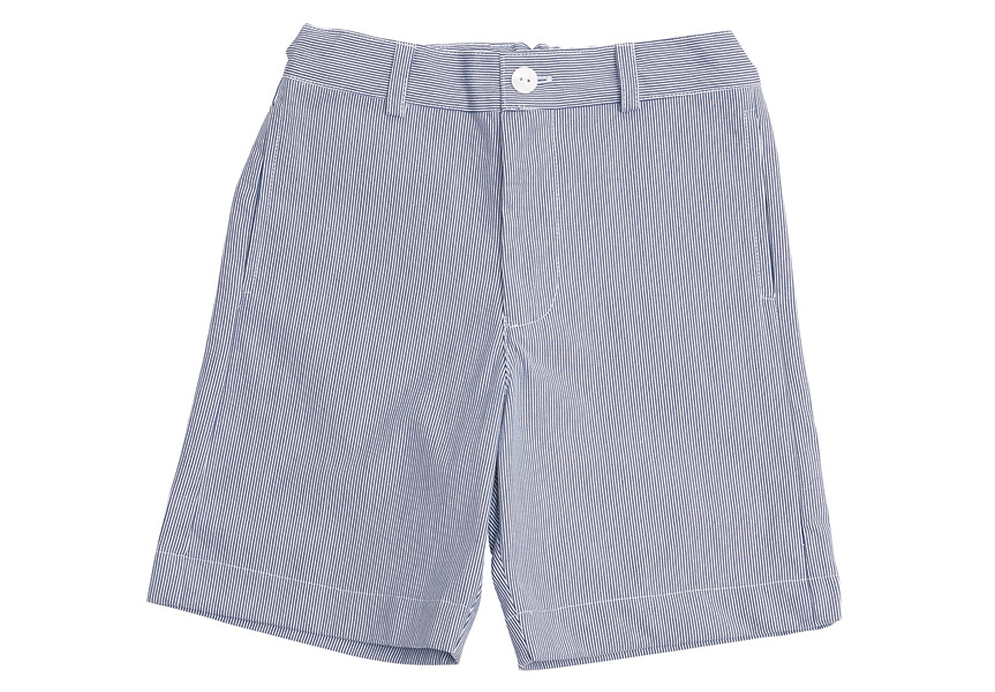 Alex Boys Flat Front Shorts - Navy Seersucker Stripe Casual Summer Shorts for Kids | Perfect for Beach, Playdates & Outdoor Activities