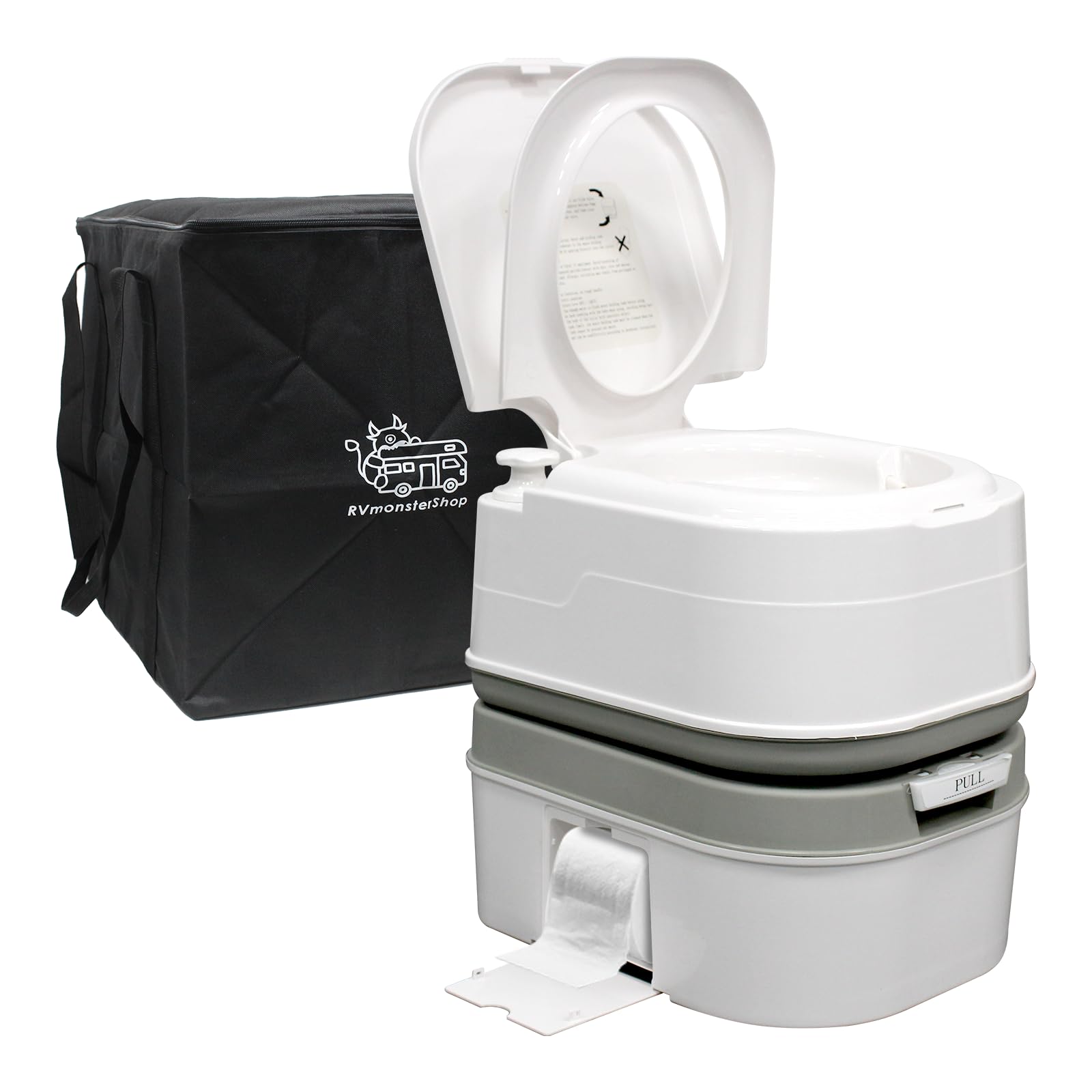 24L Portable Camping Toilet with Chemical Flush - Lightweight & Sturdy Design Supports Up to 150kg - Perfect for RVs, Boats & Outdoor Adventures - Includes Convenient Storage Compartment