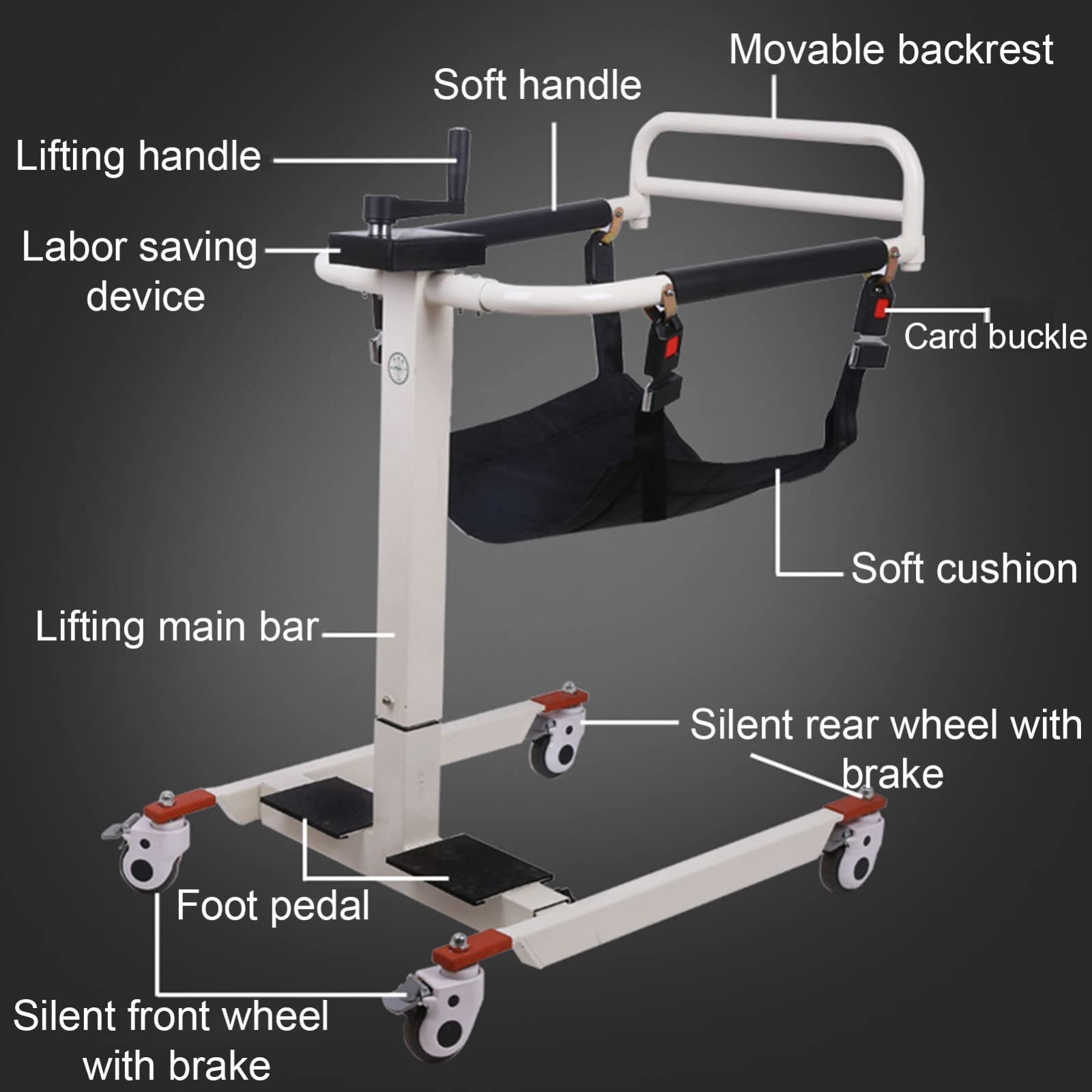 Vueuo Portable Patient Transfer Chair - Home & Bathroom Wheelchair for Elderly Care, Multifunctional Shower Transport Lift - Ideal for Safe Patient Mobility at Home and Medical Facilities
