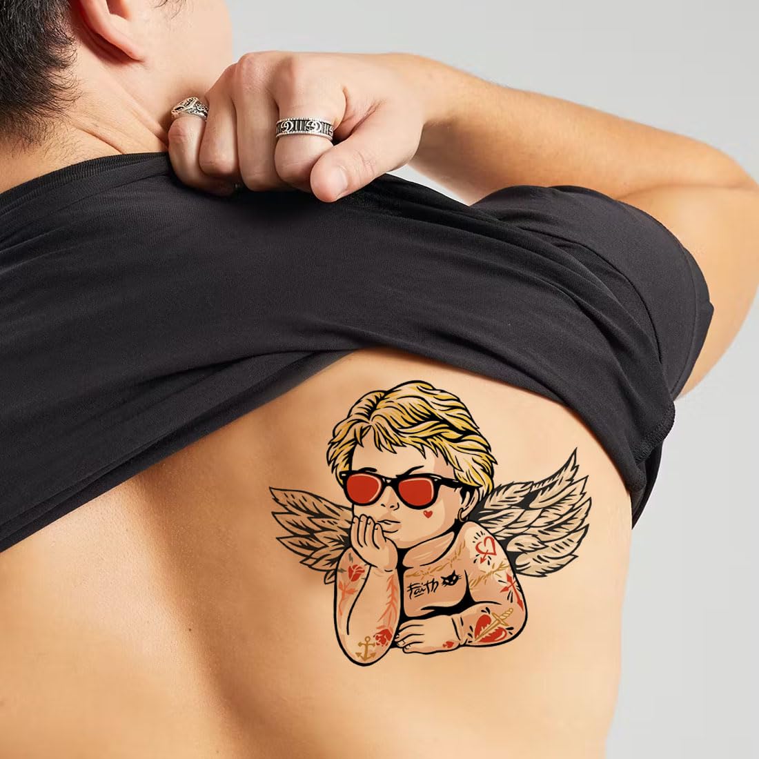 Colorful Waterproof Temporary Tattoo Stickers with Sunglasses Design - Fun Body Art for Men & Women - Perfect for Parties, Festivals, and Summer Beach Looks
