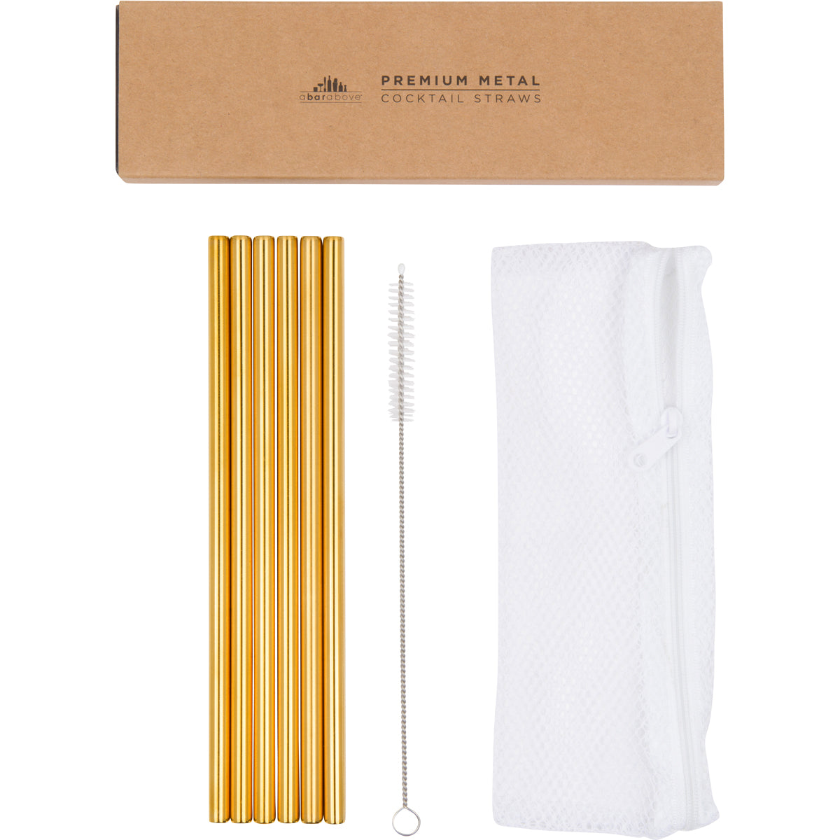Premium Gold Metal Cocktail Straws - Reusable Drinking Straws for Parties, Bars & Home Use - Elegant Stirring & Sipping Accessories for Cocktails, Smoothies & Iced Beverages