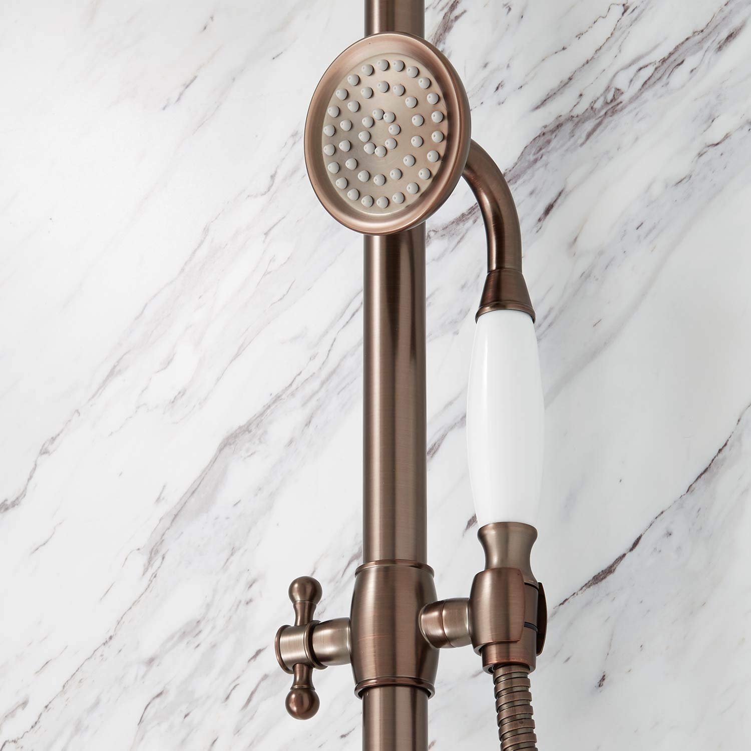 Signature Hardware 424432 Alliston Pressure Balanced Shower System with Shower Head & Hand Shower - Polished Brass Finish - Rough-In Valve Included - Perfect for Modern Bathroom Renovations & Spa-Like Shower Experience
