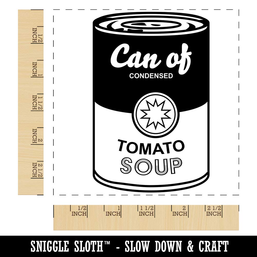 Modern Art Square Tomato Soup Can Rubber Stamp for DIY Crafting - 2.75 Inch Large Size - Perfect for Scrapbooking, Card Making & Gift Wrapping