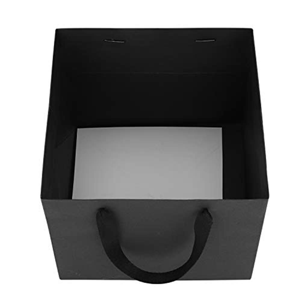 5-Pack 11.8x11.8x11.8 Inch Square Kraft Paper Gift Bags with Handles - Eco-Friendly Reusable Brown Flower Print Bags for Food Storage, Party Favors, Christmas, Birthday & Wedding Gifts - Perfect for Gift Wrapping, Fruit Baskets & Party Decorations