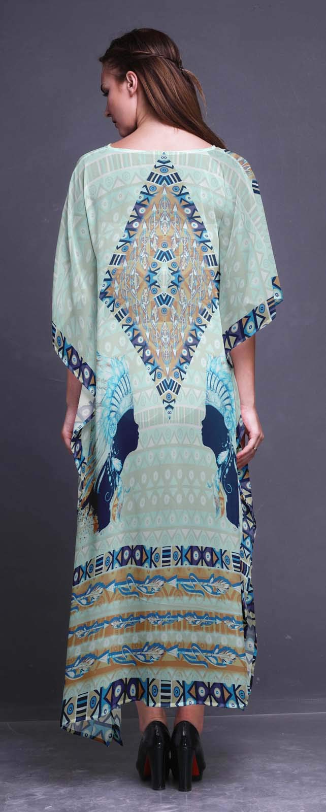 Plus Size Women's Summer Kaftan Dress - Flowy Beach Cover Up, Boho Kimono, Lounge & Maxi Dress for Vacation, Poolside, and Casual Outings