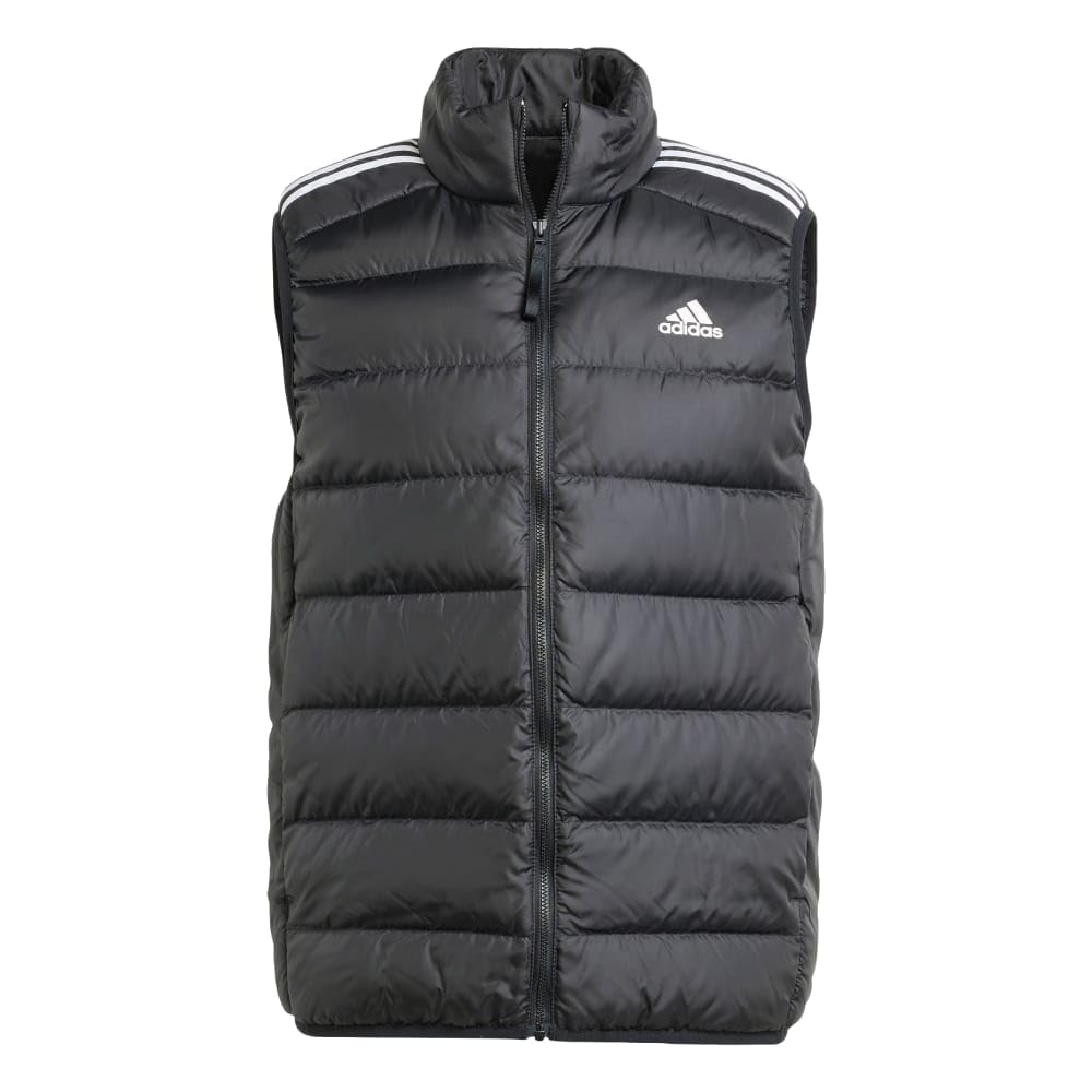 Adidas Men's Essentials 3-Stripes Lightweight Down Vest - Warm & Stylish Puffer Jacket for Outdoor Activities, Running, Hiking & Casual Wear