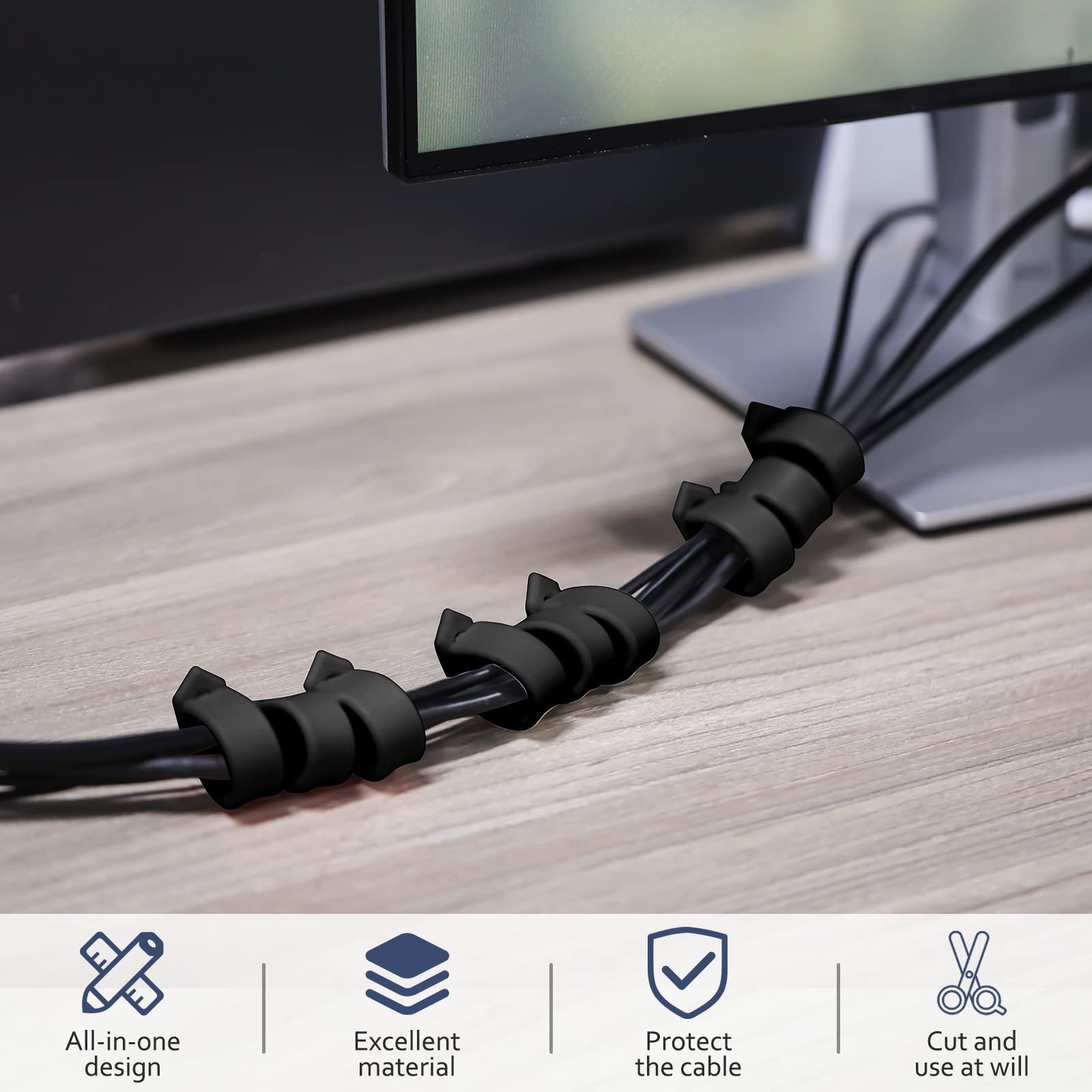 3 Pack Reusable Cable Organizer Straps - Multipurpose Cord Protector for Earbuds, Headphones & Electronics | Tangle-Free Cable Management (Black/Pink/Blue) | Perfect for Travel, Office & Home Organization