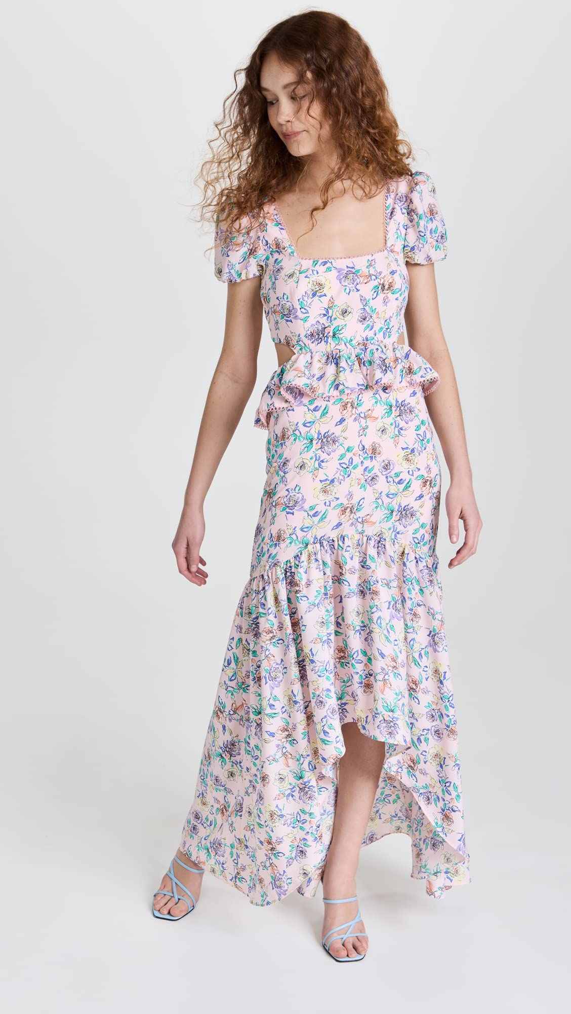 LIKELY Women's Shondra Dress - Elegant Flowy Midi Dress with Floral Print, V-Neck & Ruffle Sleeves | Perfect for Summer Weddings, Parties & Casual Outings