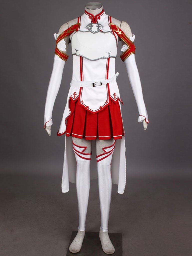 SAO Asuna White Sleeveless Coat & Red Skirt Cosplay Costume for Women - Anime Game Halloween Outfit | Perfect for Conventions, Cosplay Events & Themed Parties