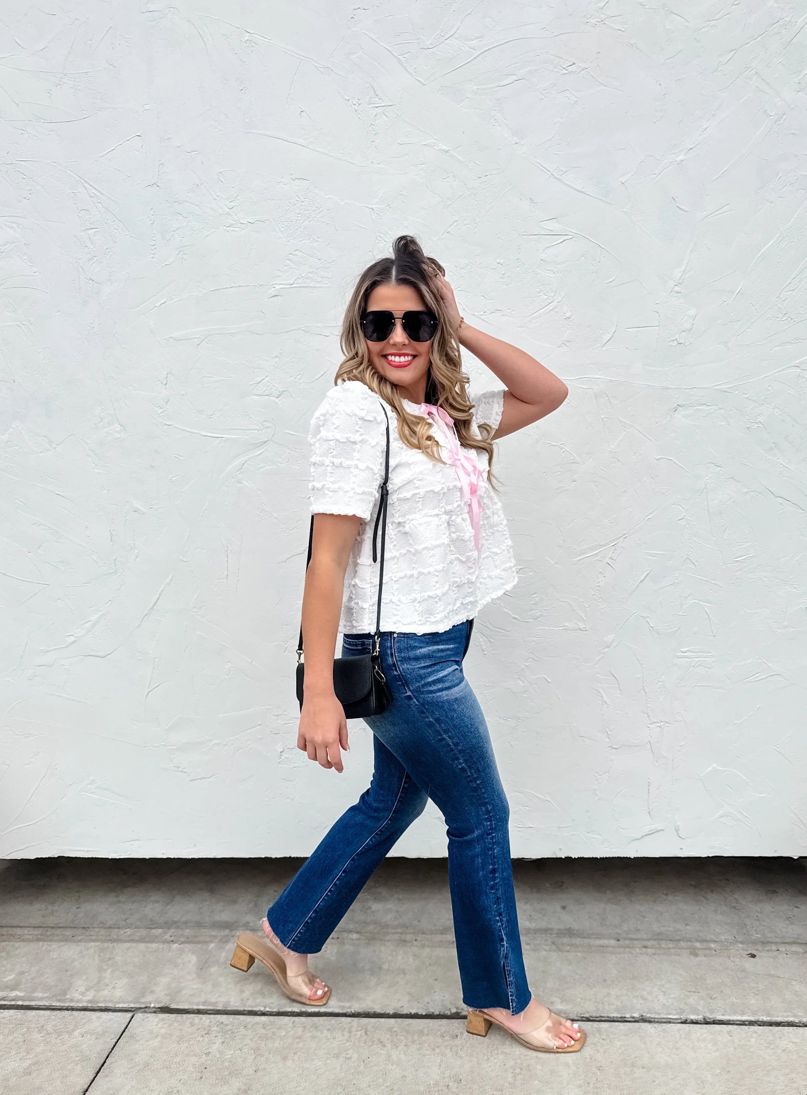 Gracie Bow Front Top - Women's Elegant Blouse in 3 Colors (White, Black, Navy) | Perfect for Office Wear, Date Night & Special Occasions