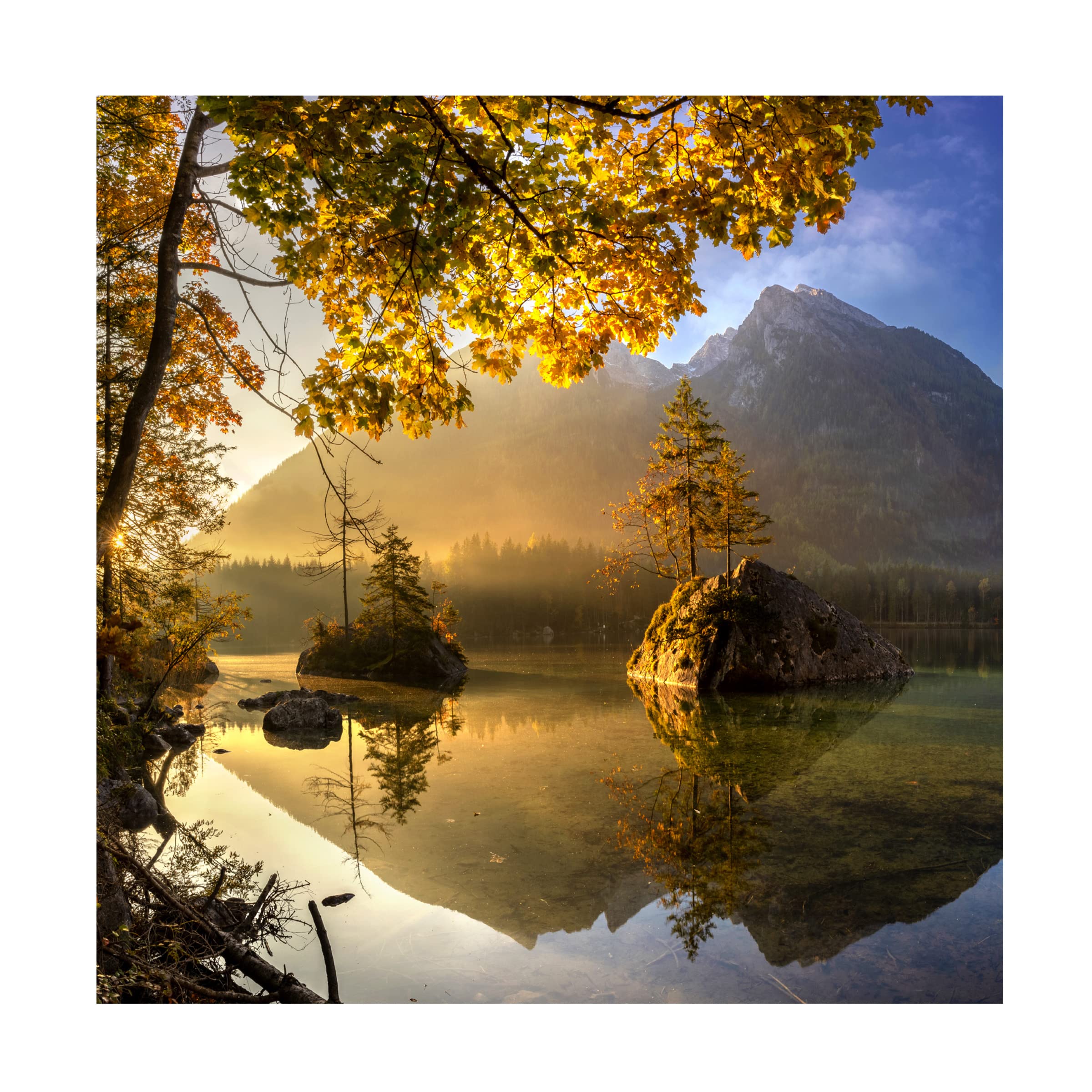 Trademark Fine Art 'Lake Hintersee' by Keller - Stunning Landscape Canvas Wall Art for Living Room, Bedroom & Office Decor