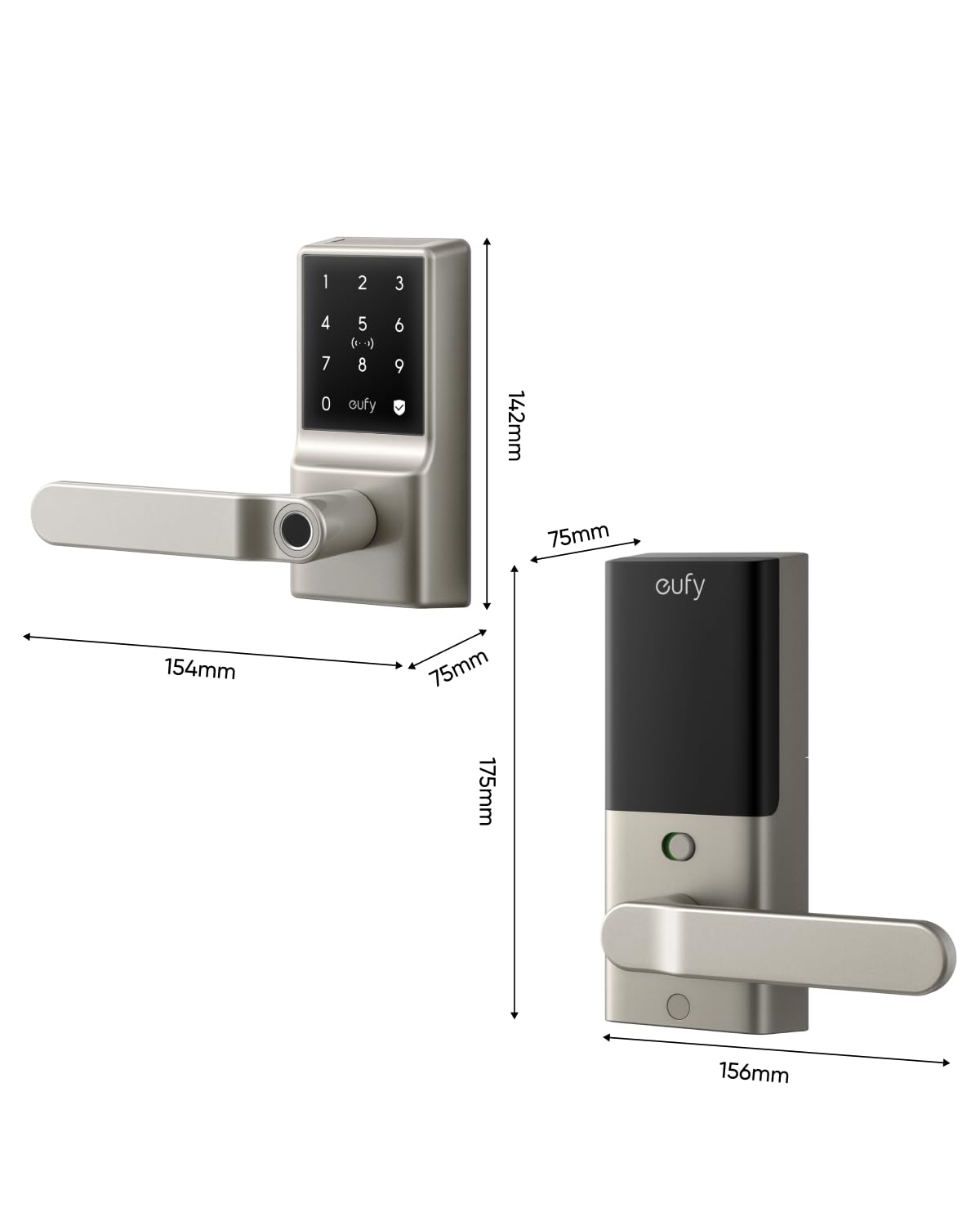 eufy Smart Lock C33 - Fingerprint & Keyless Entry Door Lock with Wi-Fi, App Control, Auto Lock, IP53 Waterproof (Nickel Finish) - Perfect for Home Security & Smart Access Control
