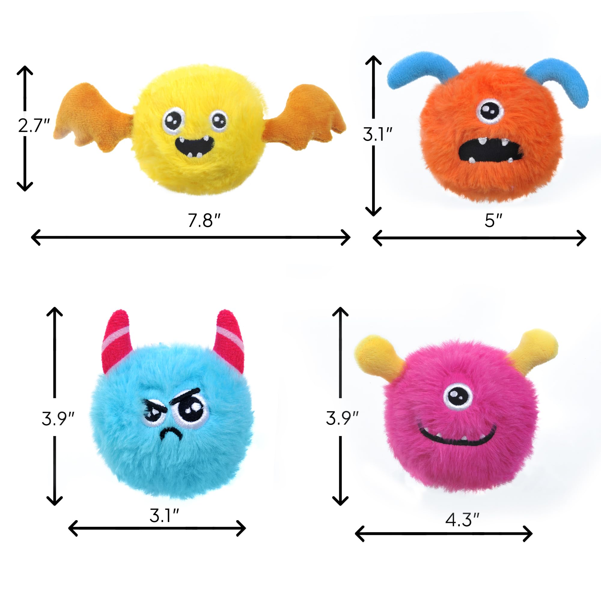 TwoEar Durable Interactive Squeaky Dog Toys for Aggressive Chewers - 4 Pack with Inside Squeaky Balls for Small & Medium Dogs - Perfect for Fetching, Throwing & Playtime Indoors or Outdoors