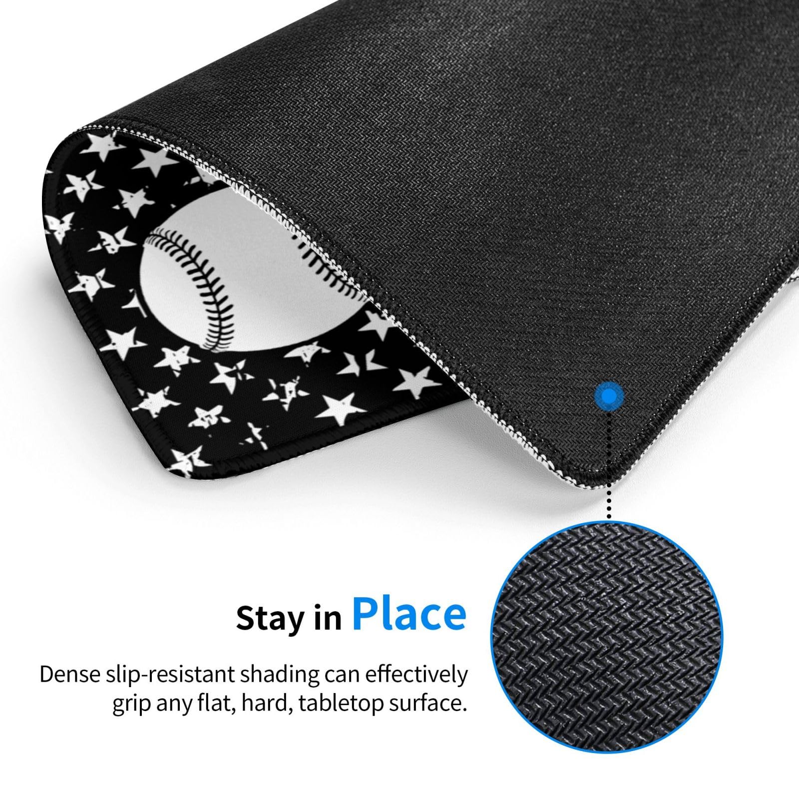 USA Flag Baseball Design Non-Slip Rubber Mouse Pad - 10x12 Inch Waterproof Gaming & Office Mousepad for Laptop & PC - Perfect for Baseball Fans, Gamers & Office Workers