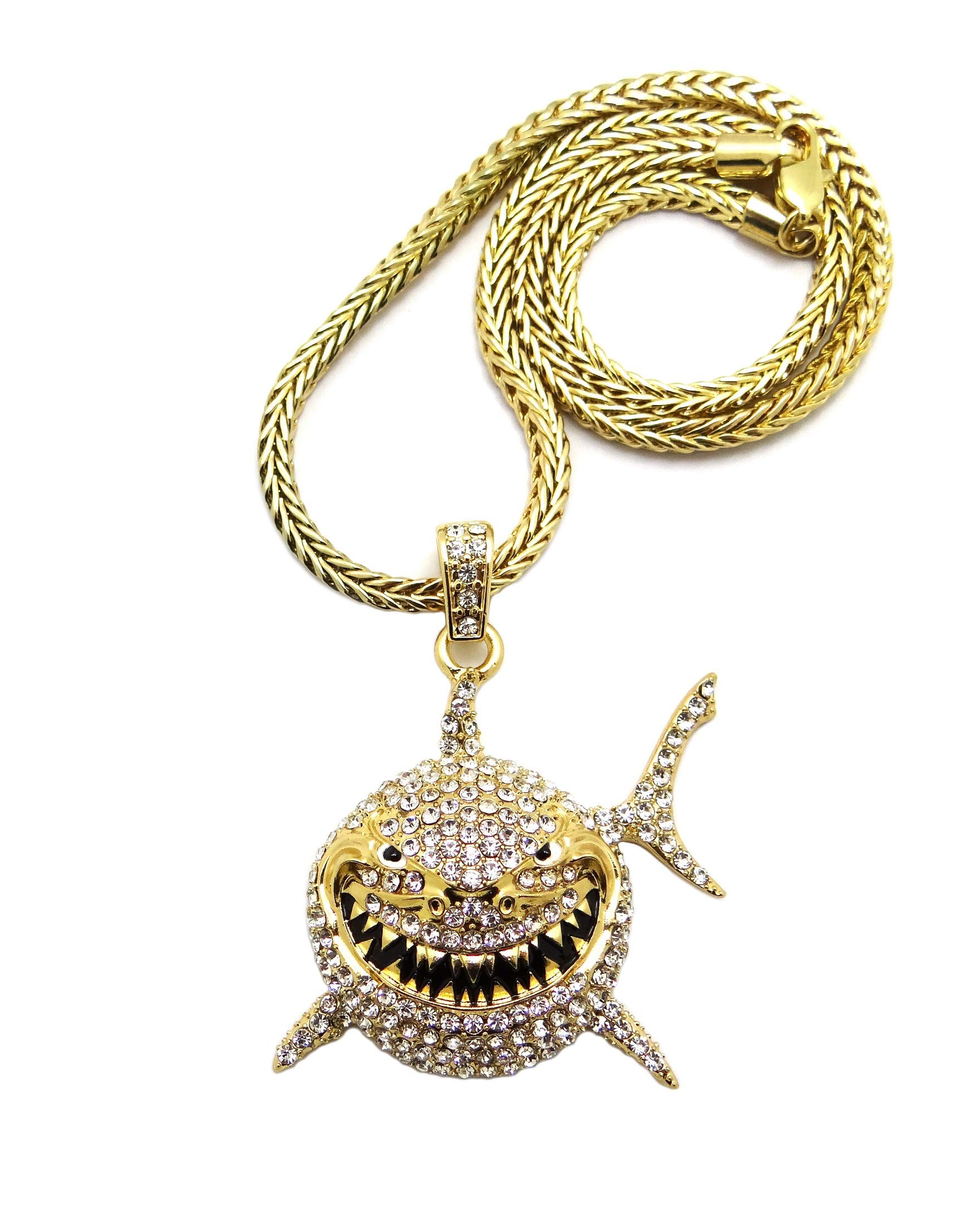 18K Gold Plated Lab-Grown Diamond Shark Tooth Pendant with 4mm 30