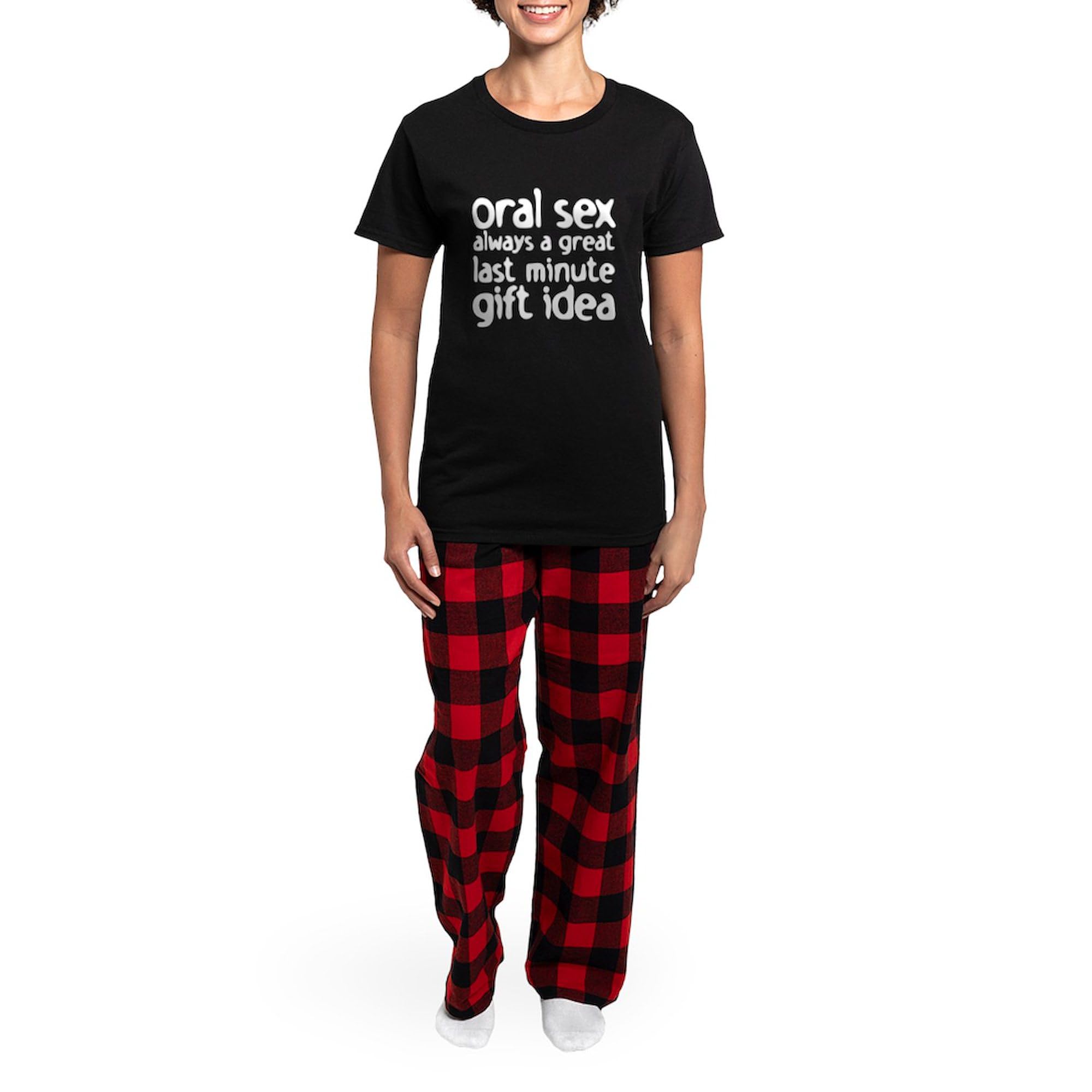Oral Sex Themed Women's Dark Pajamas - Funny Novelty Sleepwear for Women | Perfect for Bachelorette Parties, Girls Night In & Couples Gifts