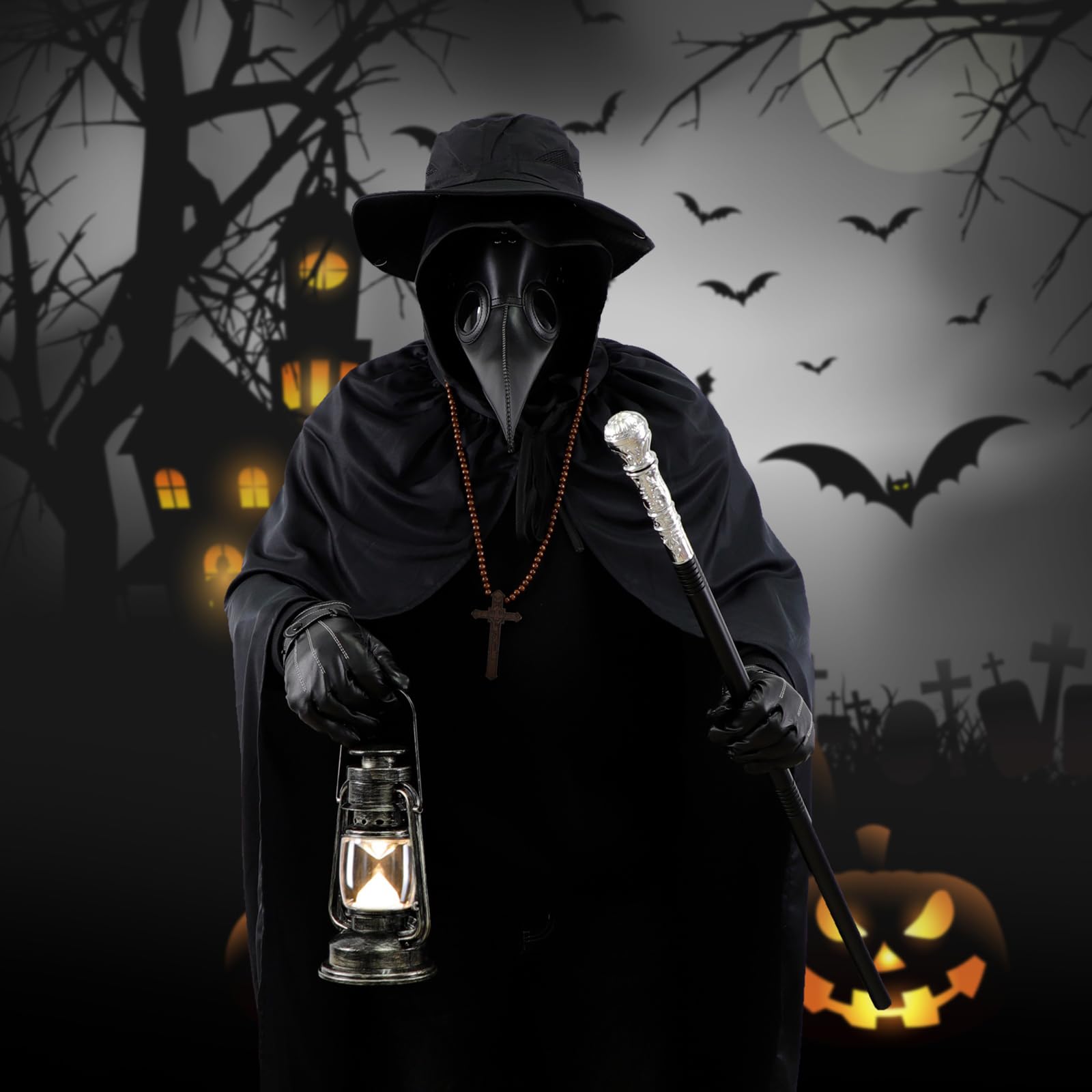 Scary Halloween Costumes for Men - Plague Doctor Outfit with Mask for Cosplay, Horror Parties & Halloween Events | Perfect Halloween Gift for Adults & Costume Enthusiasts