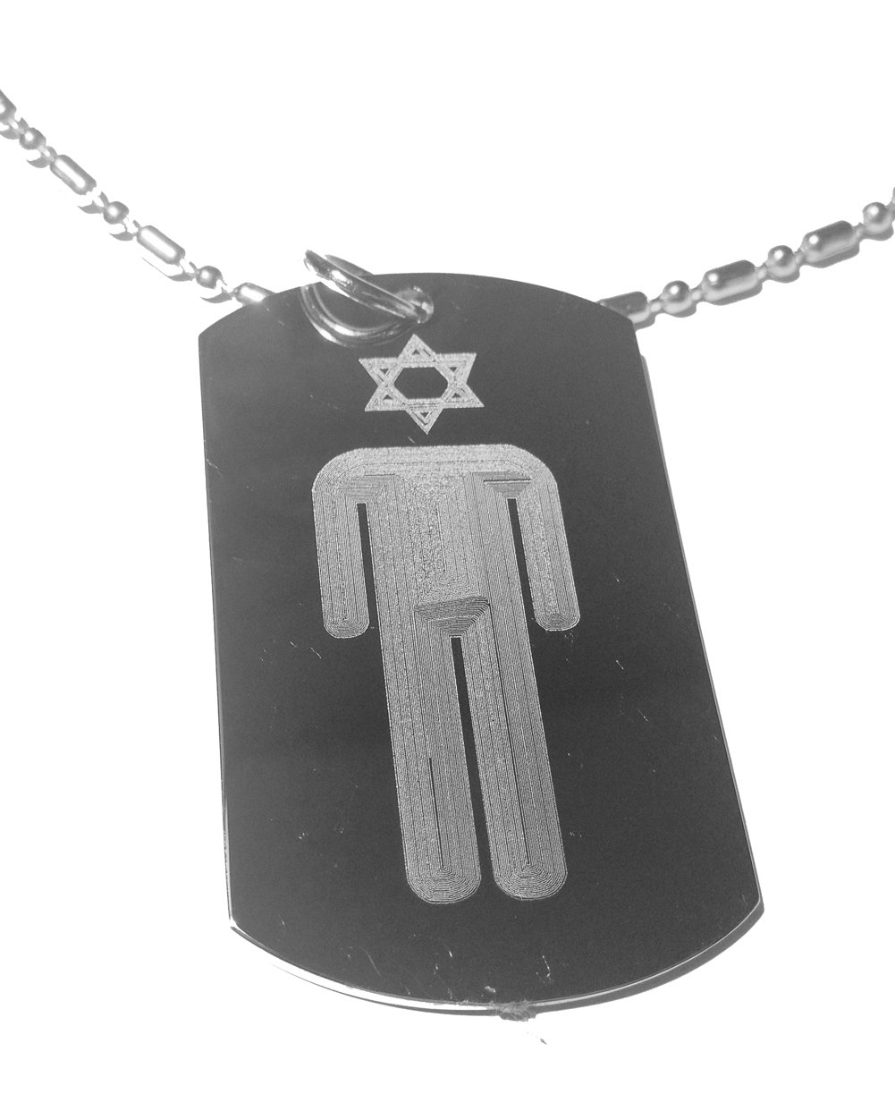Jewish Star of David Dog Tag Necklace - Stainless Steel Military Style Pendant with Chain - Perfect for Religious Jewelry, Military ID Tags & Travel Luggage Tags - Great Gift for Jewish Holidays and Everyday Wear