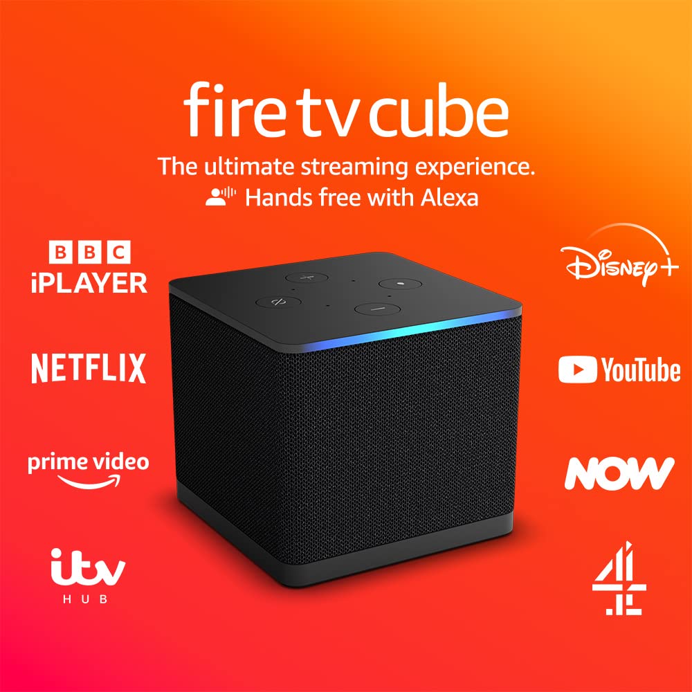 Amazon Fire TV Cube (3rd Gen) - Hands-Free Streaming Media Player with Alexa, Wi-Fi 6E, 4K Ultra HD | Smart Home Control & Entertainment Hub for Living Room & Bedroom