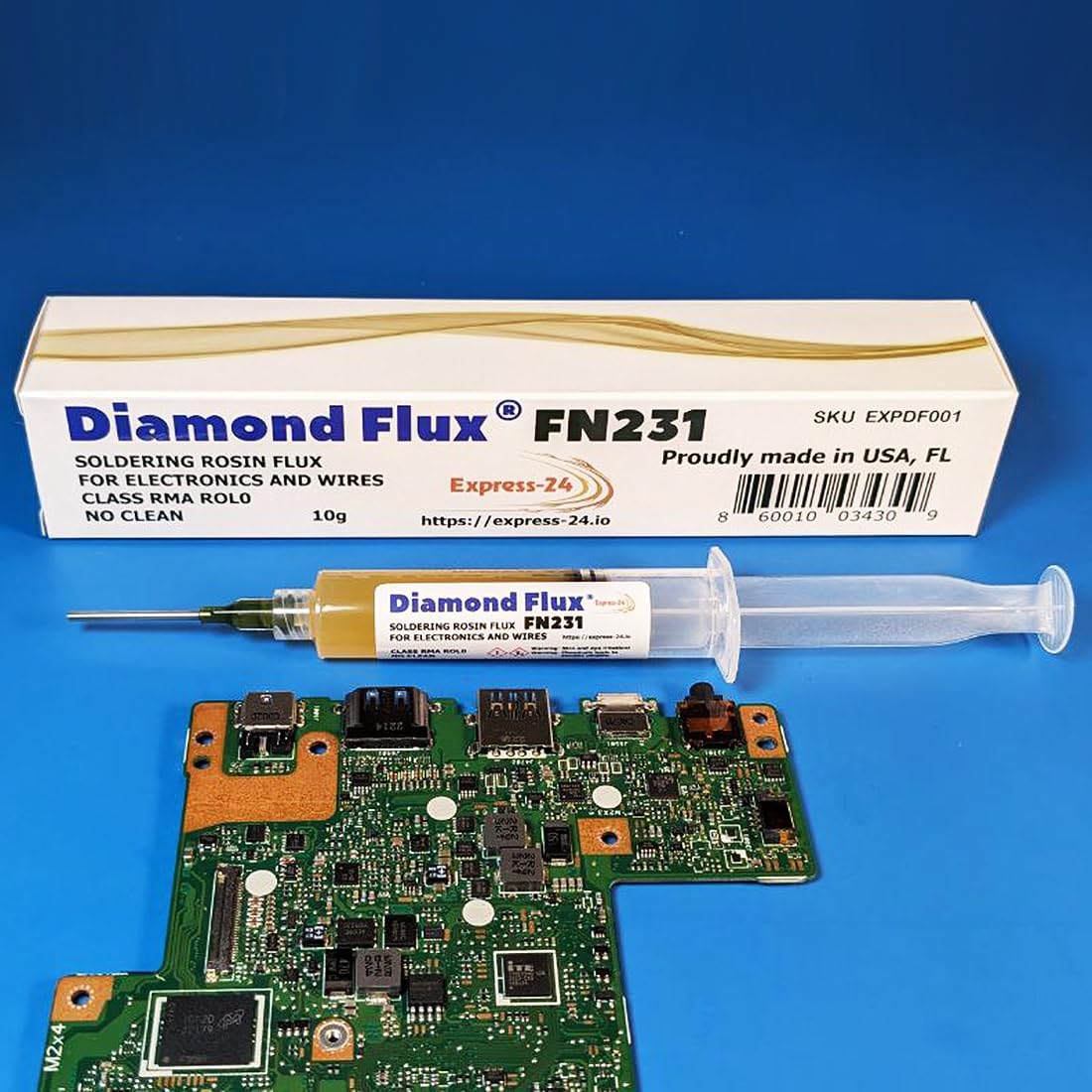 FN231 NoClean Soldering Flux Paste Gel - 10g Syringe for Electronics Repair, PCB Soldering, and Circuit Board Maintenance | Ideal for DIY Projects and Professional Use